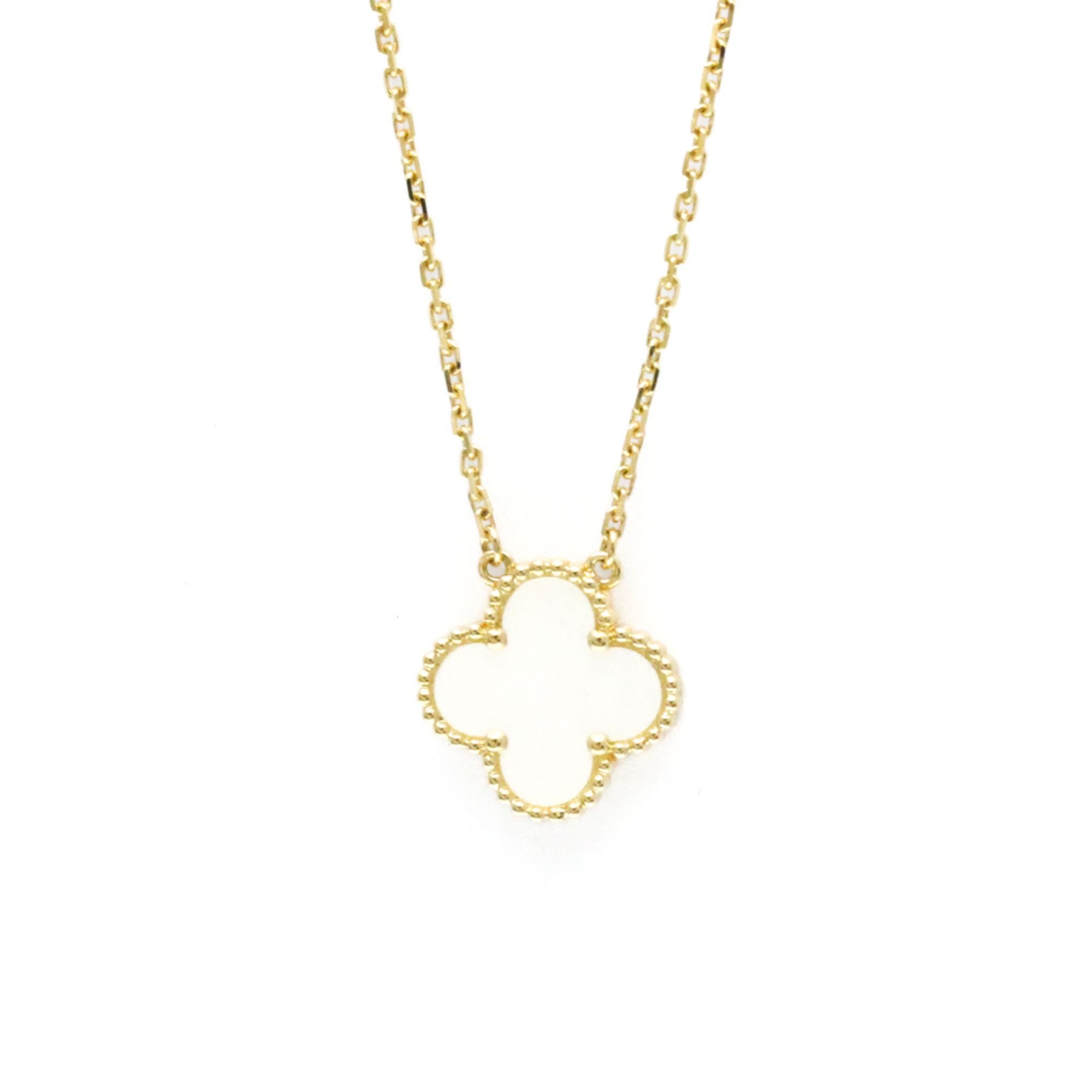 Van Cleef & Arpels Vintage Alhambra Yellow Gold (18K) Mother Of Pearl Men,Women Fashion Pendant Neck