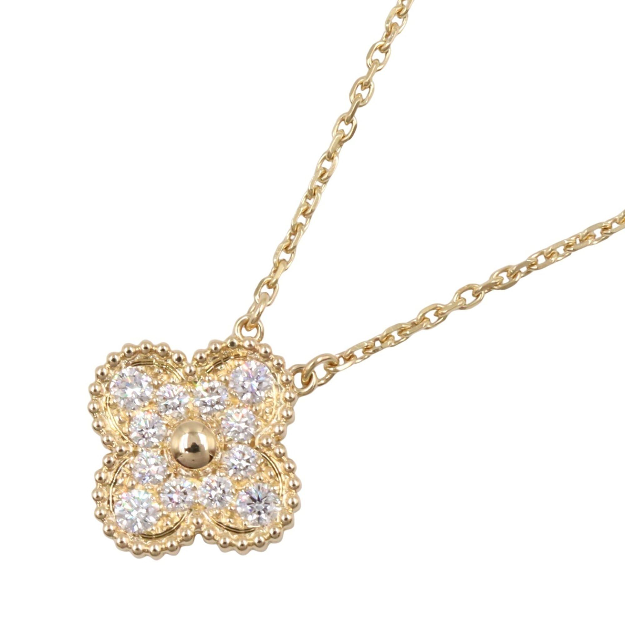 Van Cleef & Arpels Vintage Alhambra Diamond Necklace, 18K Yellow Gold with Clear Diamonds, Women's,