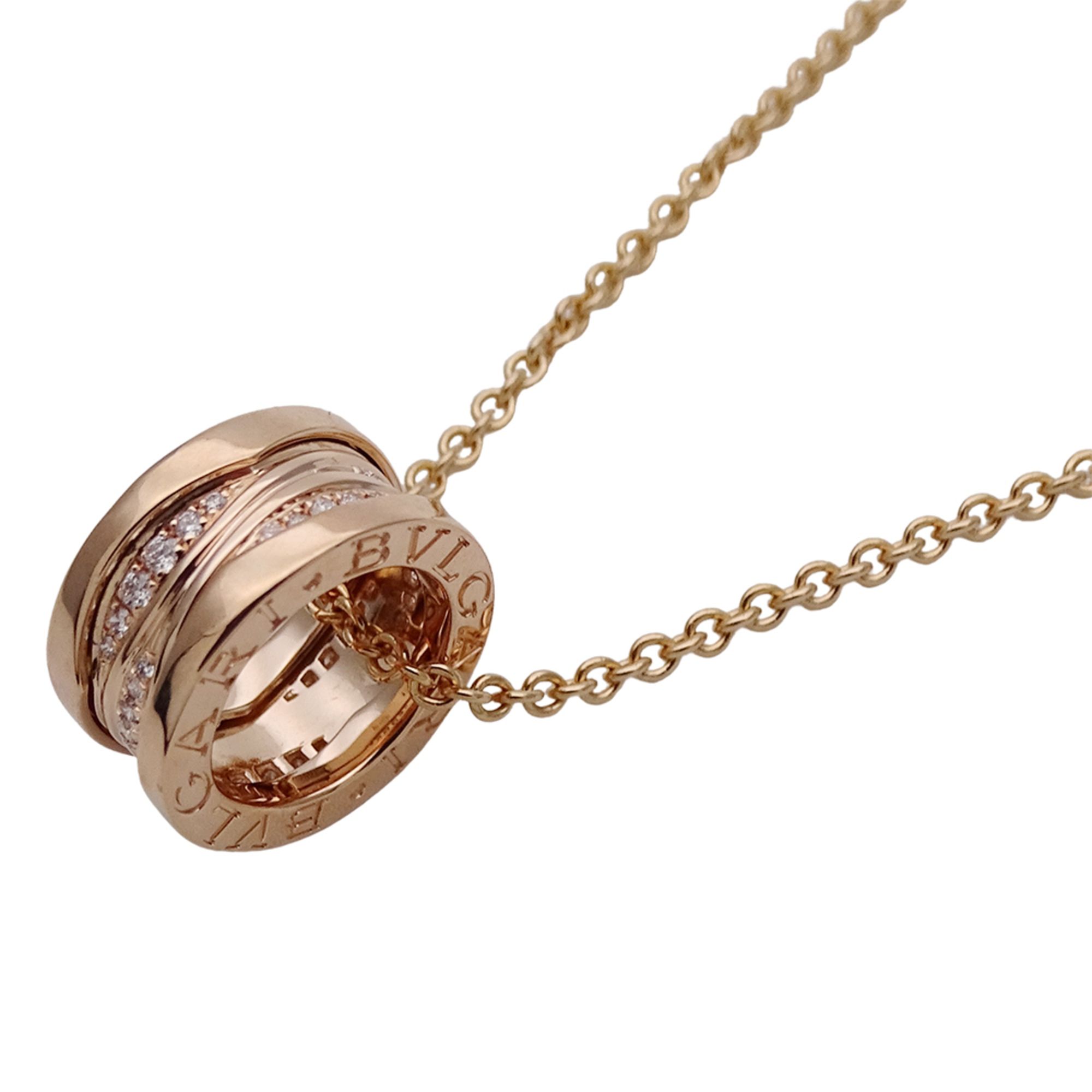 BVLGARI B-zero1 Legend Necklace for Women, 750PG Diamond, Pink Gold, Polished