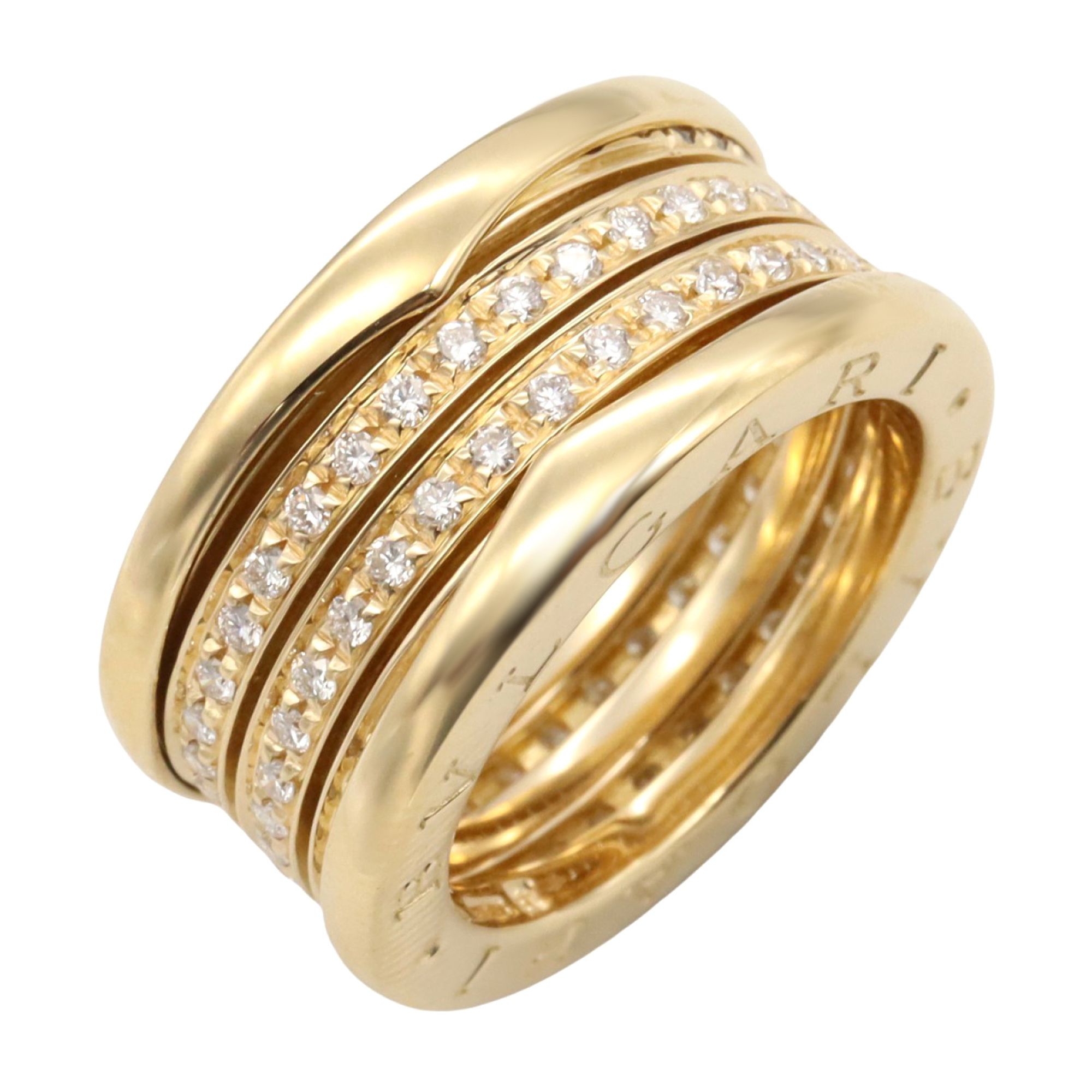 BVLGARI B-zero1 3-Band Diamond Ring, 18K Yellow Gold, Clear Diamond, for Men and Women