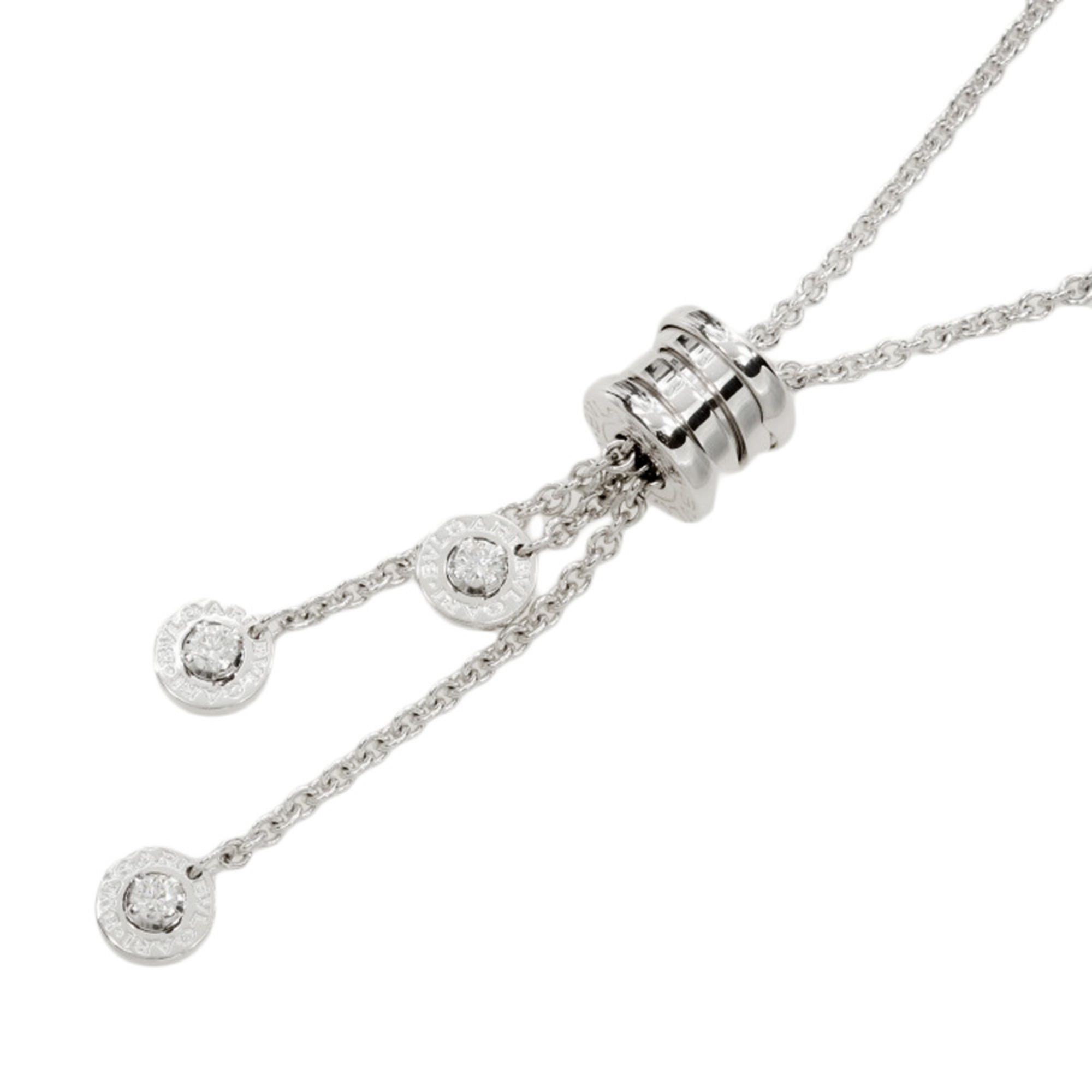Like new BVLGARI 15.7g B.zero1 Element Necklace in 18K White Gold with melee diamonds