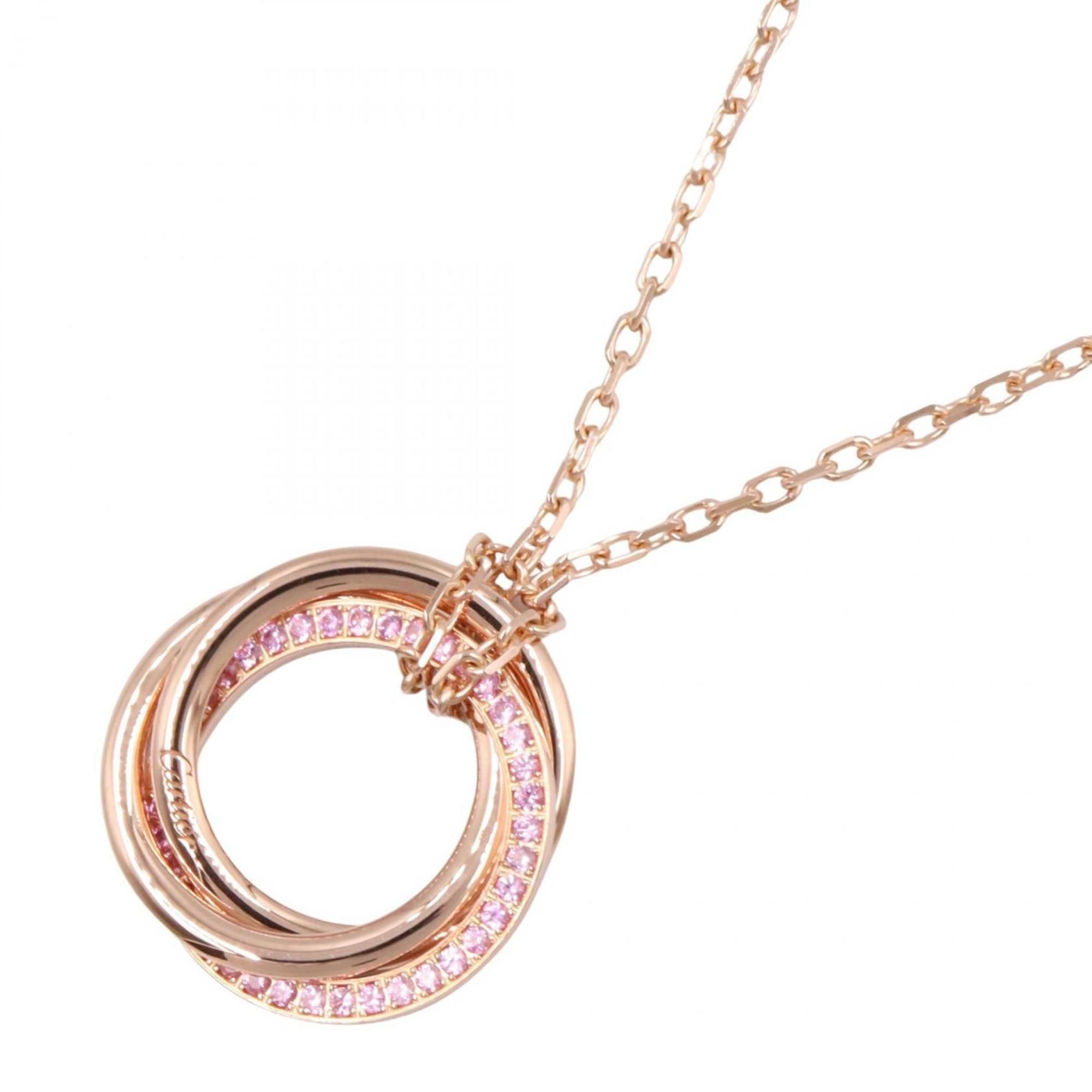 Cartier Trinity Necklace with Pink Sapphire, 18K Gold, Women's, Gold and