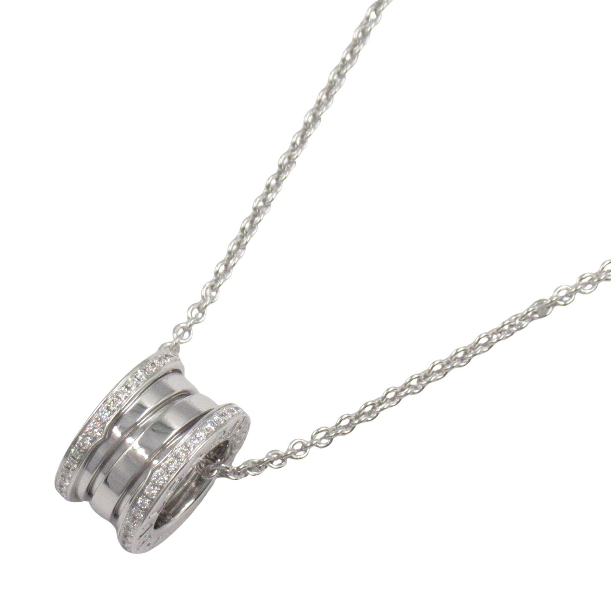 BVLGARI B-zero1 Diamond Necklace in 18K White Gold (K18WG) with Clear Diamonds, Women's, 350054