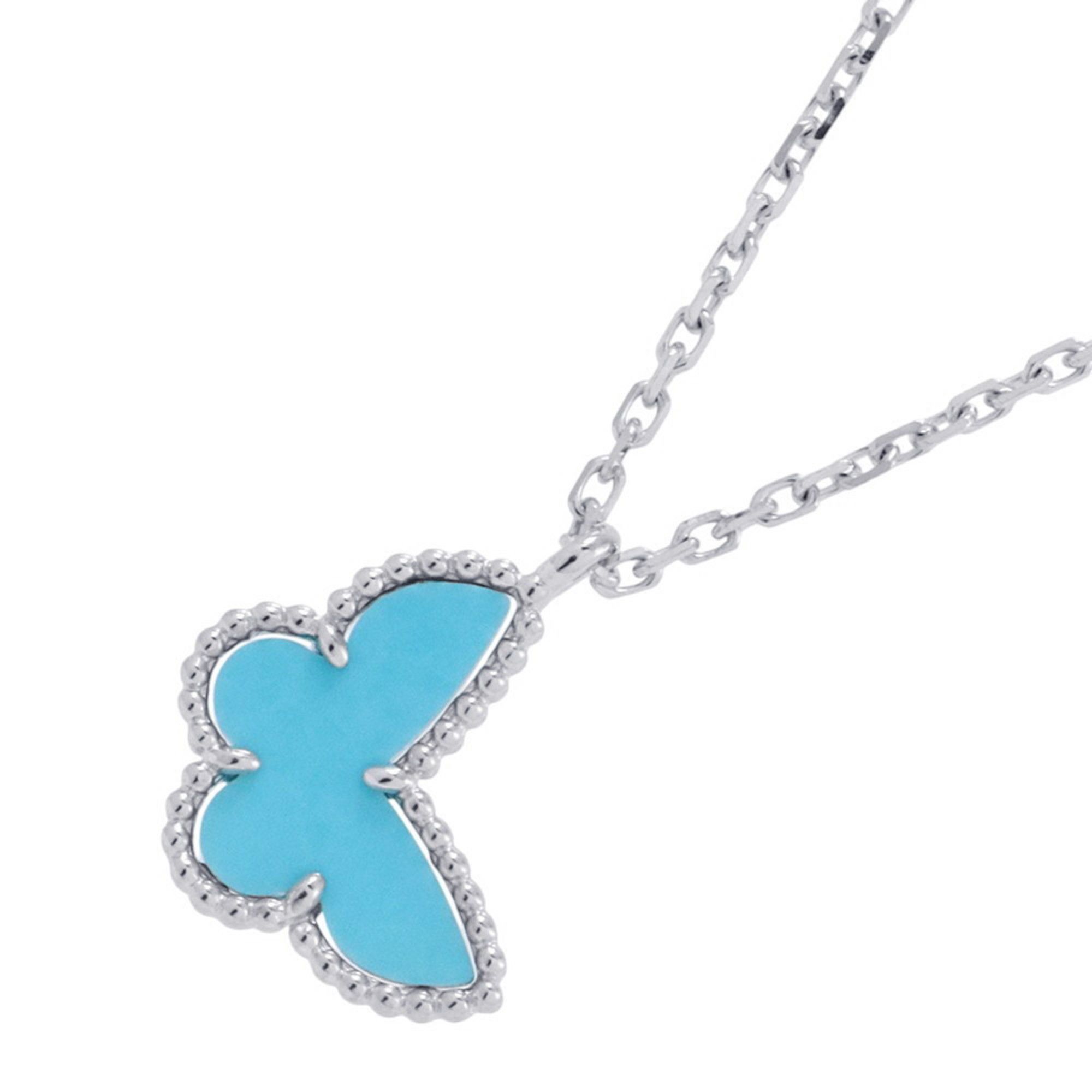 Van Cleef & Arpels Sweet Papillon Pendant Necklace in 18K White Gold with Turquoise (VCARF80500)