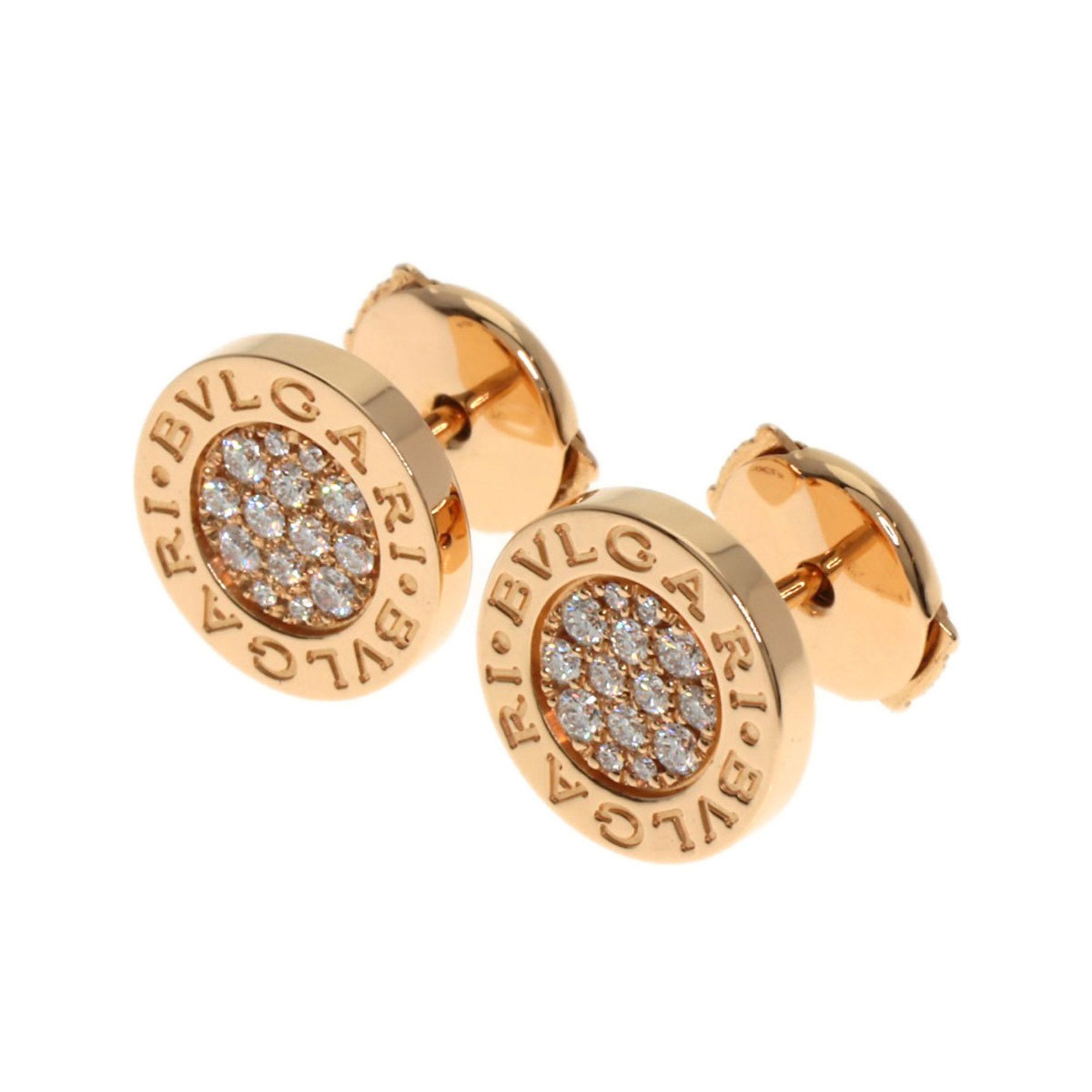Bvlgari Pavé Diamond Earrings in 18K Pink Gold for Women
