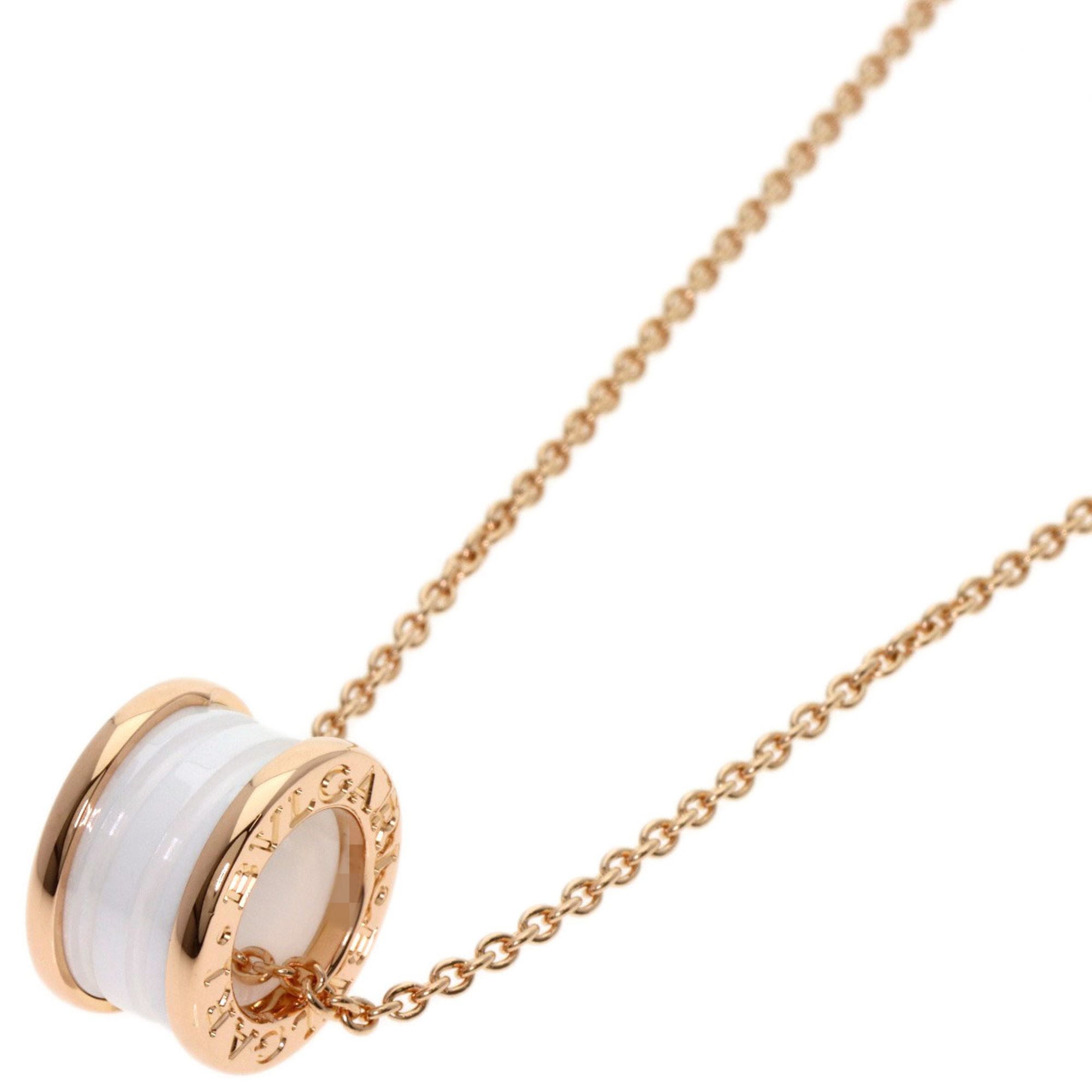 BVLGARI B-zero1 White Ceramic Necklace, 18K Pink Gold, Women's