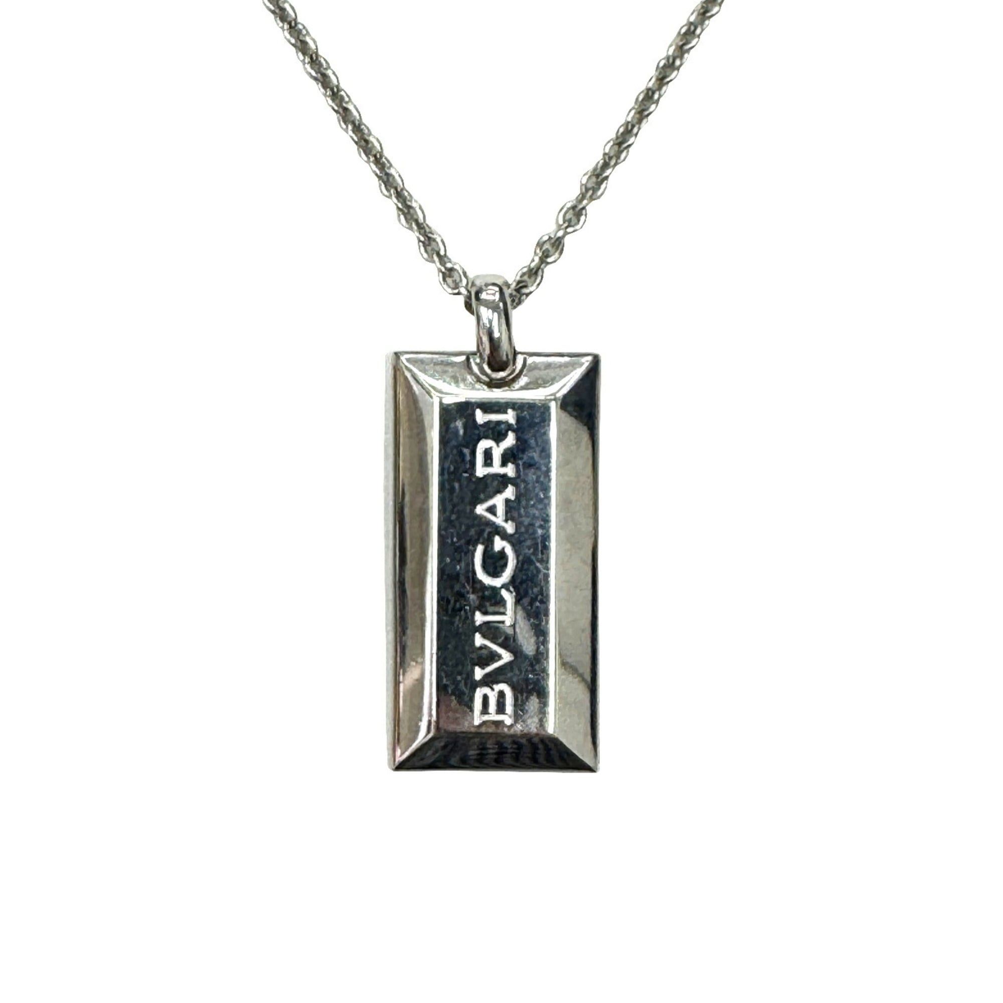 BVLGARI Bulgari Ingot Necklace 750 18KWG 19g for Men and Women