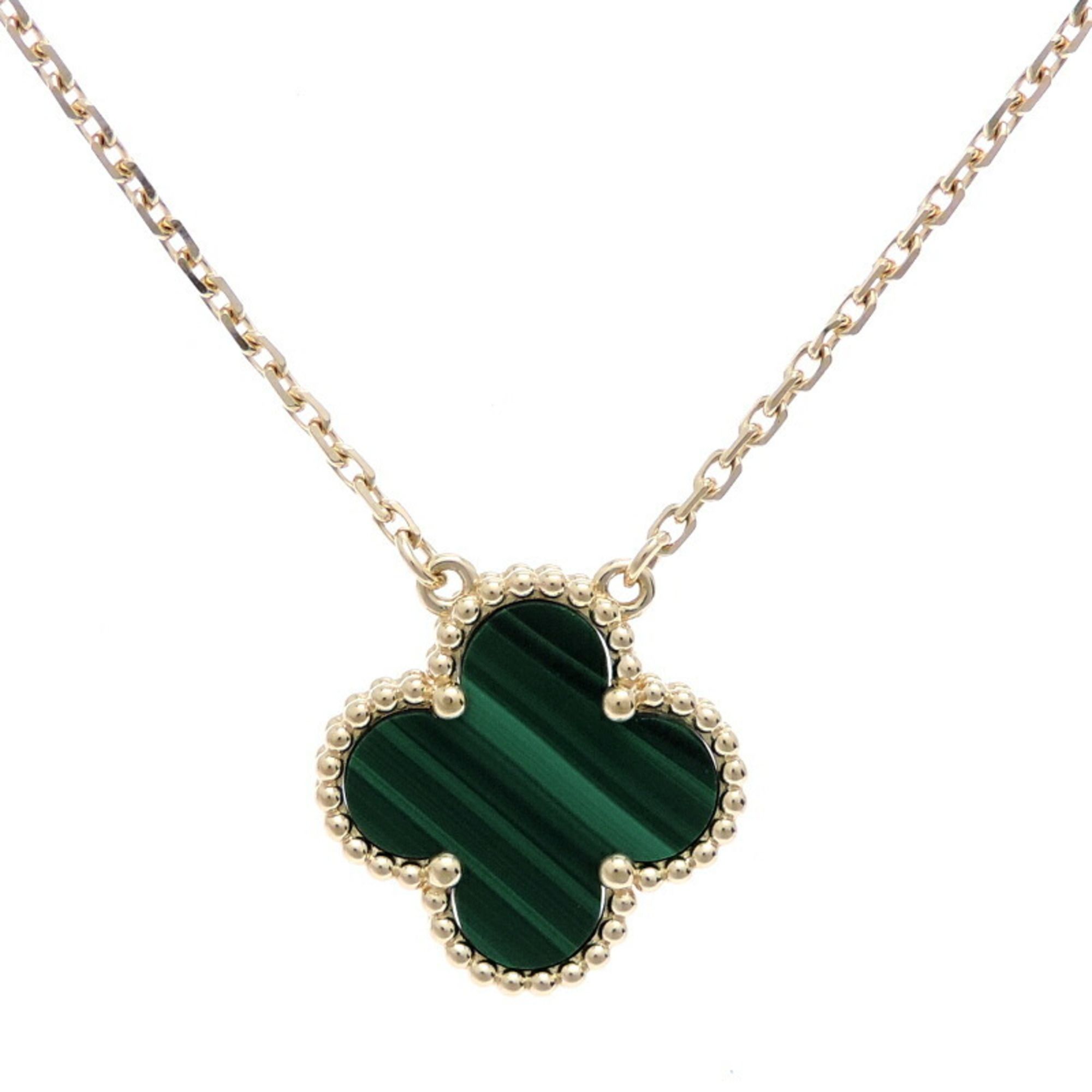 Van Cleef & Arpels Alhambra Malachite Pendant Necklace for Women, VCARO9VA00, 750 Yellow Gold and Gr