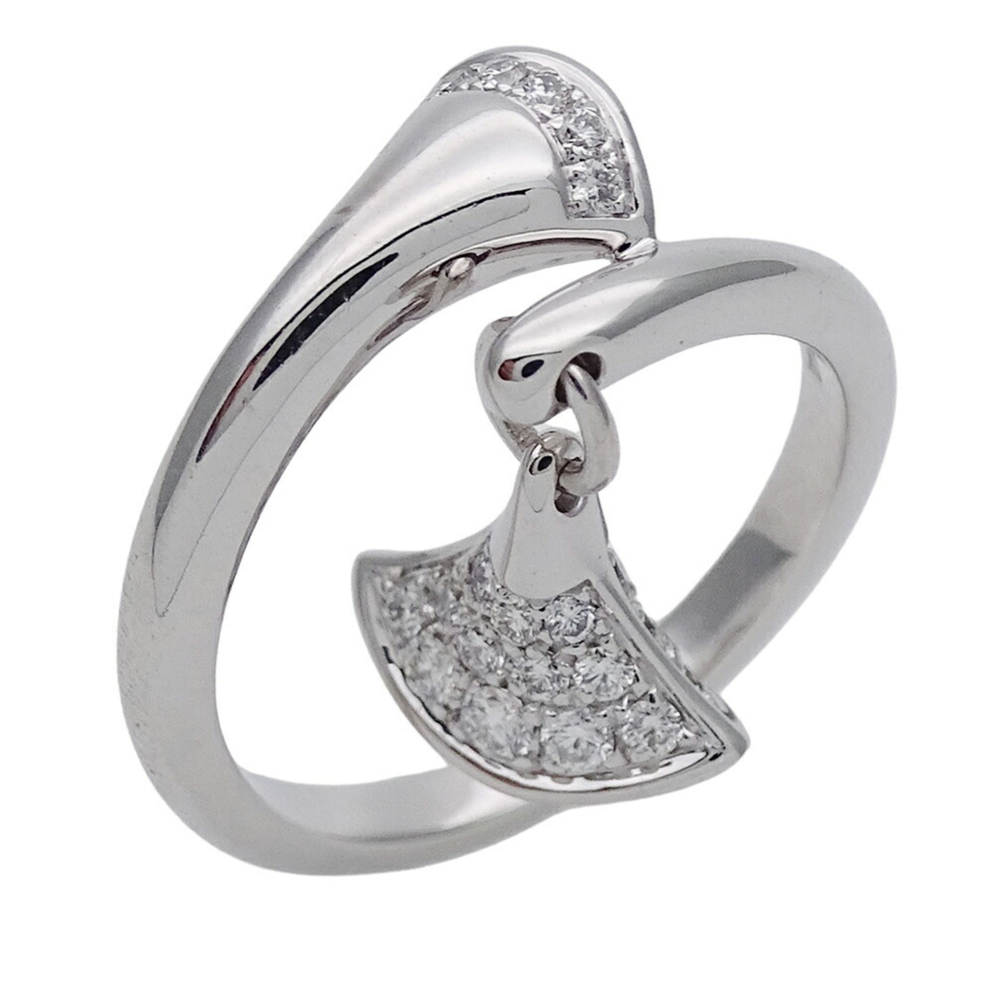 BVLGARI Women's Ring, 750WG Diamond, Diva Dream, White Gold, Size 9, Polished