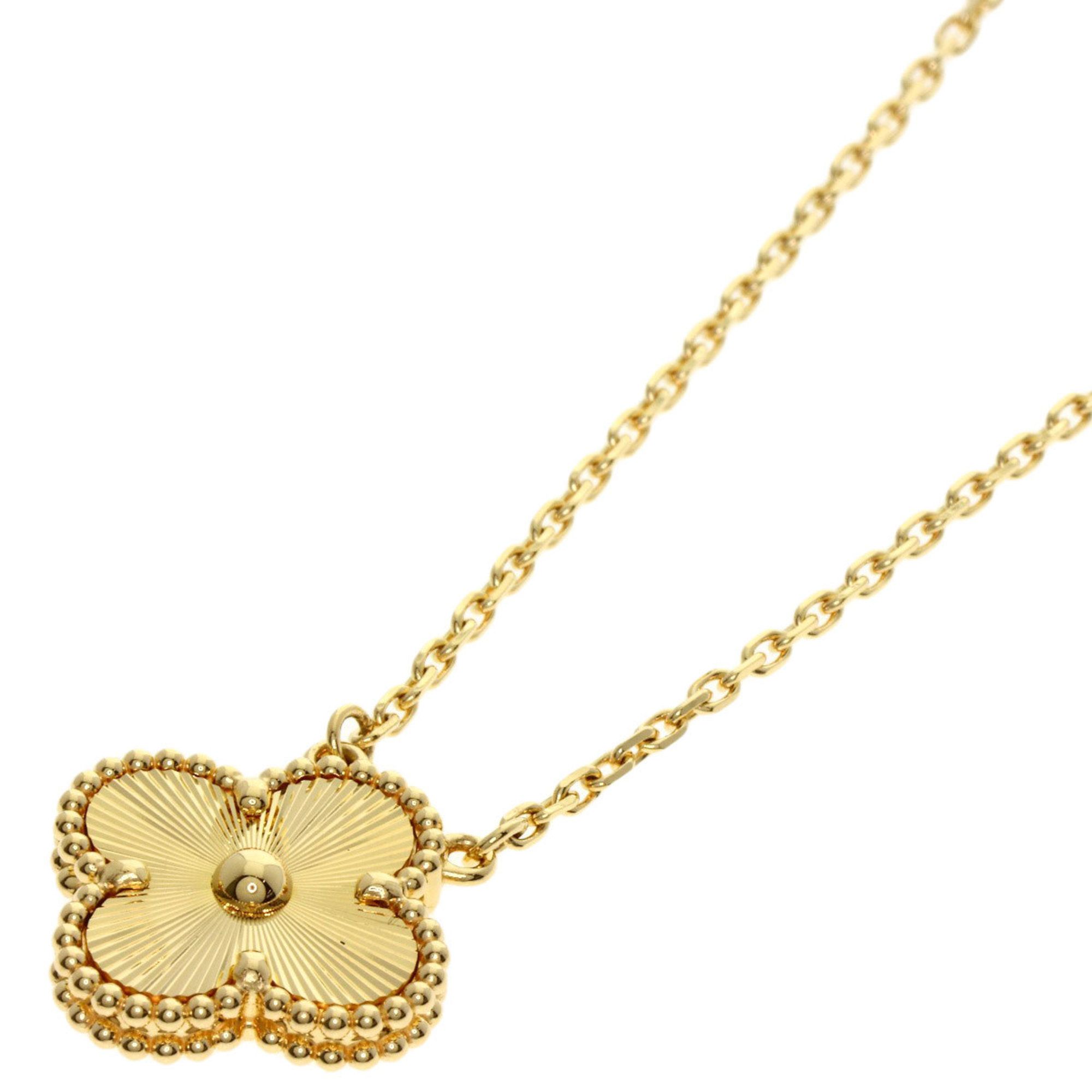 Van Cleef & Arpels Vintage Alhambra Guilloché Necklace in 18K Yellow Gold for Women.