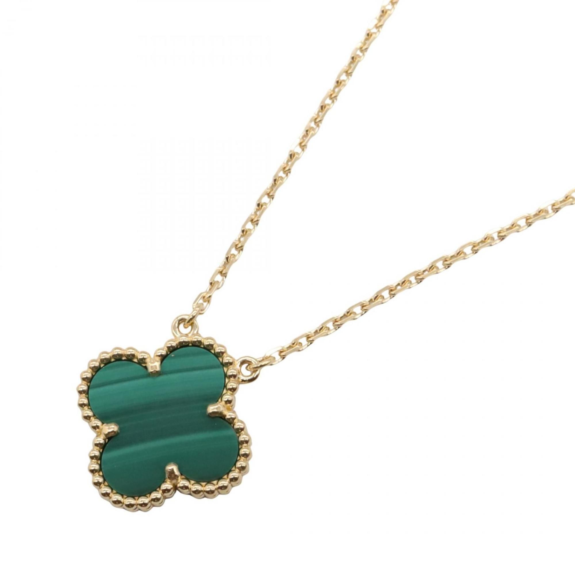 Van Cleef & Arpels Vintage Alhambra Malachite Necklace, 18K Yellow Gold, Women's, Gold and Green, VC