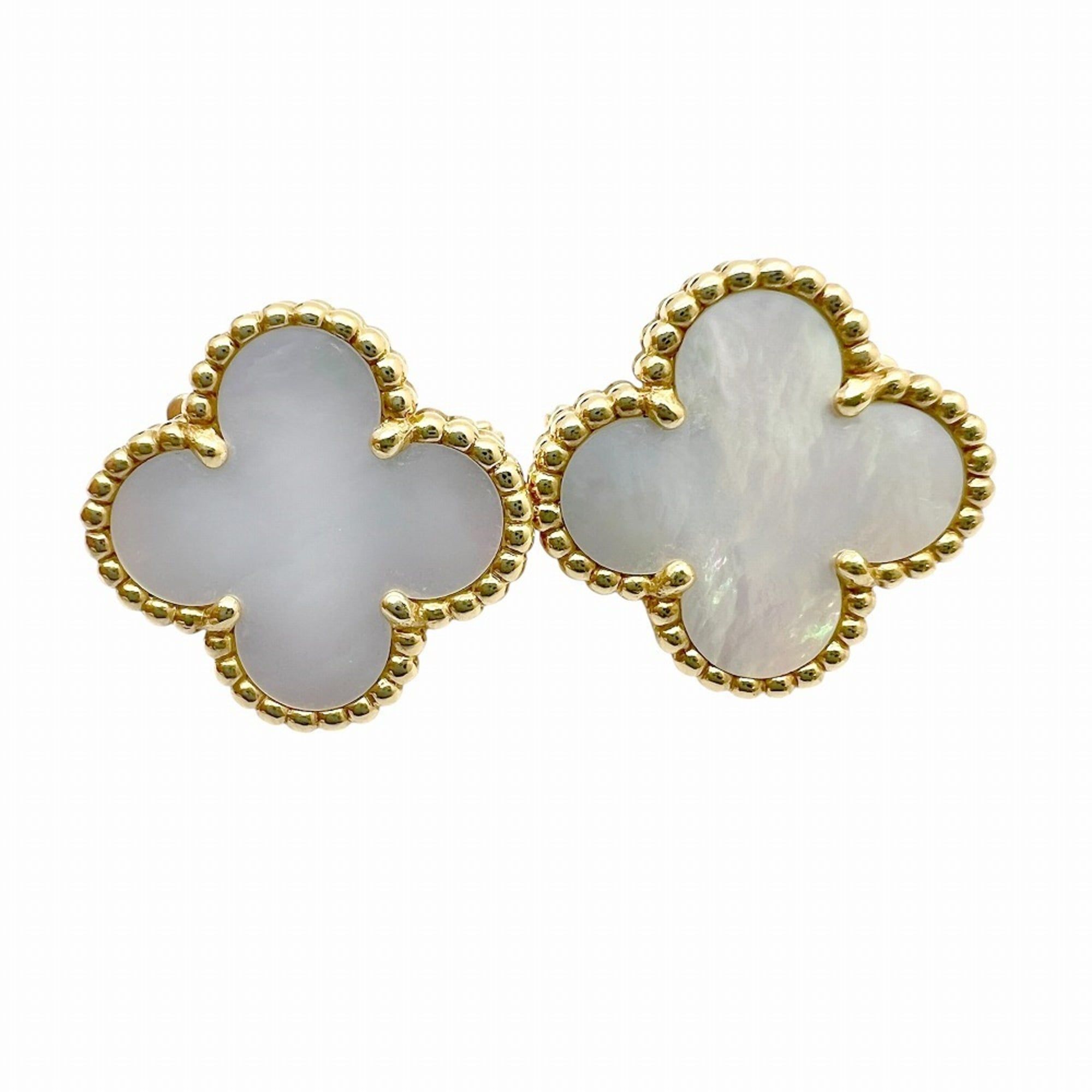 Van Cleef & Arpels Alhambra Earrings, 18K Yellow Gold with Pearl, VCARA44100, 750, Women's