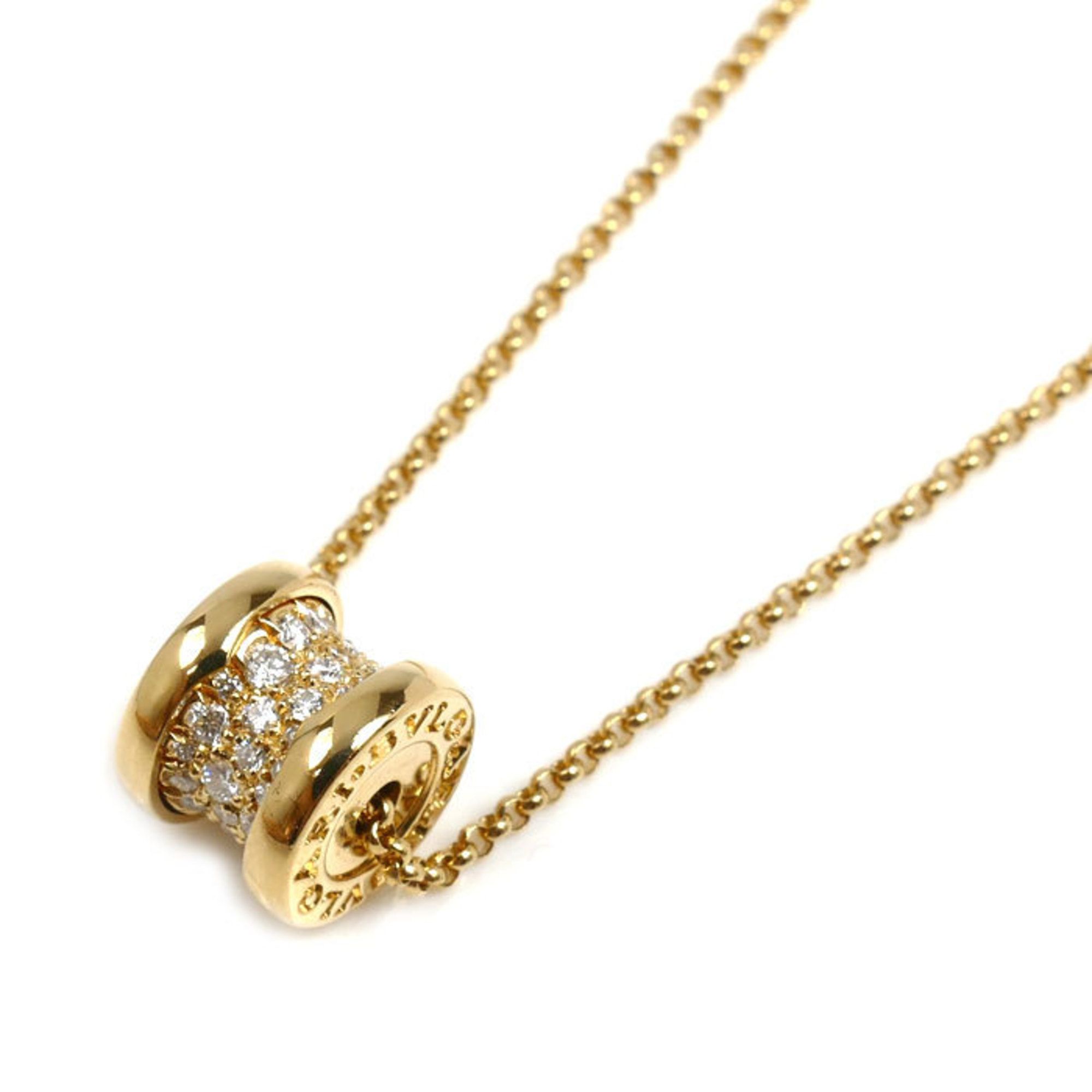 BVLGARI Bvlgari 18K Yellow Gold B.zero1 Mini Pavé Diamond Necklace 357496 7.6g 38/43cm Women's