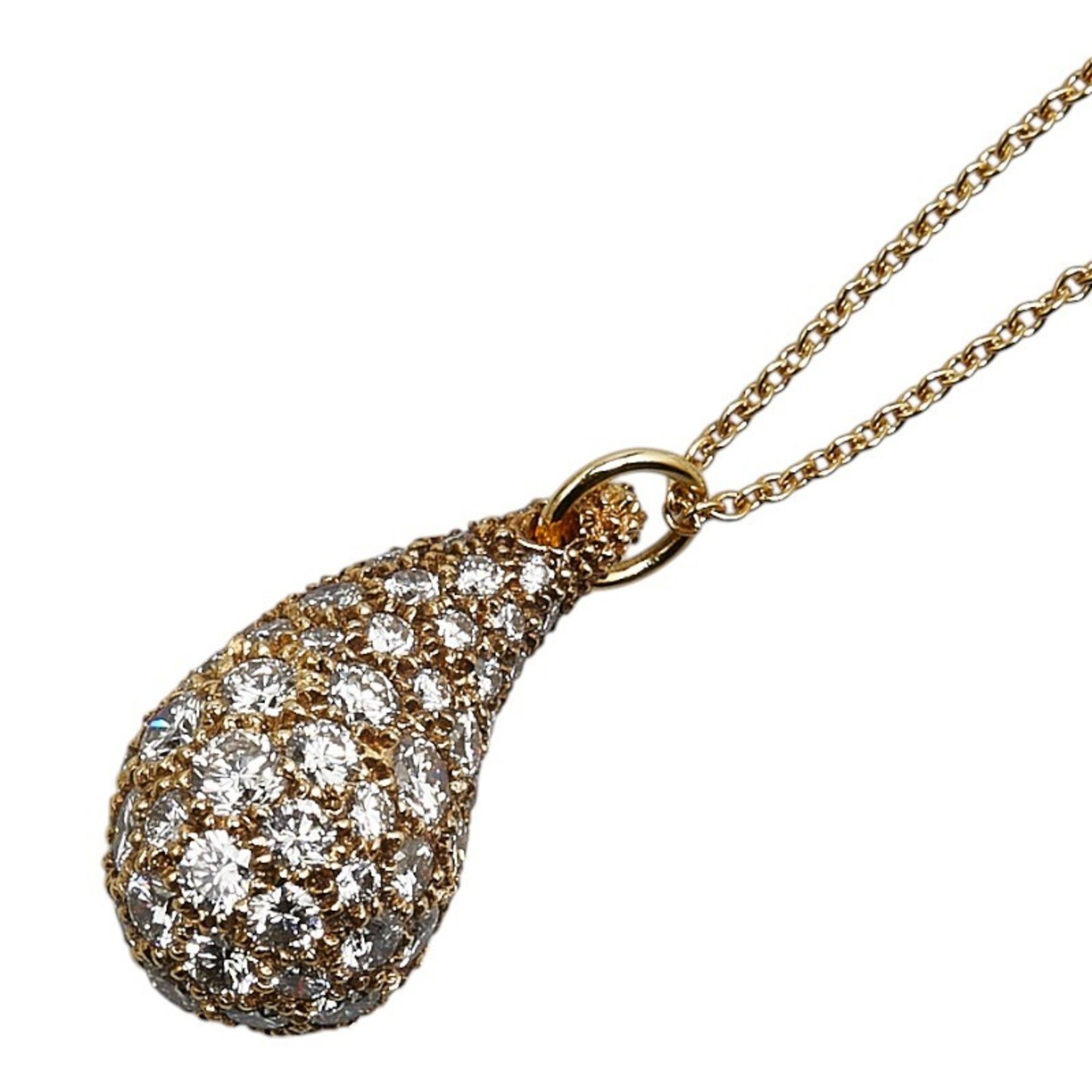 Tiffany Elsa Peretti teardrop Bave diamond necklace K18YG yellow gold for women TIFFANY&Co.