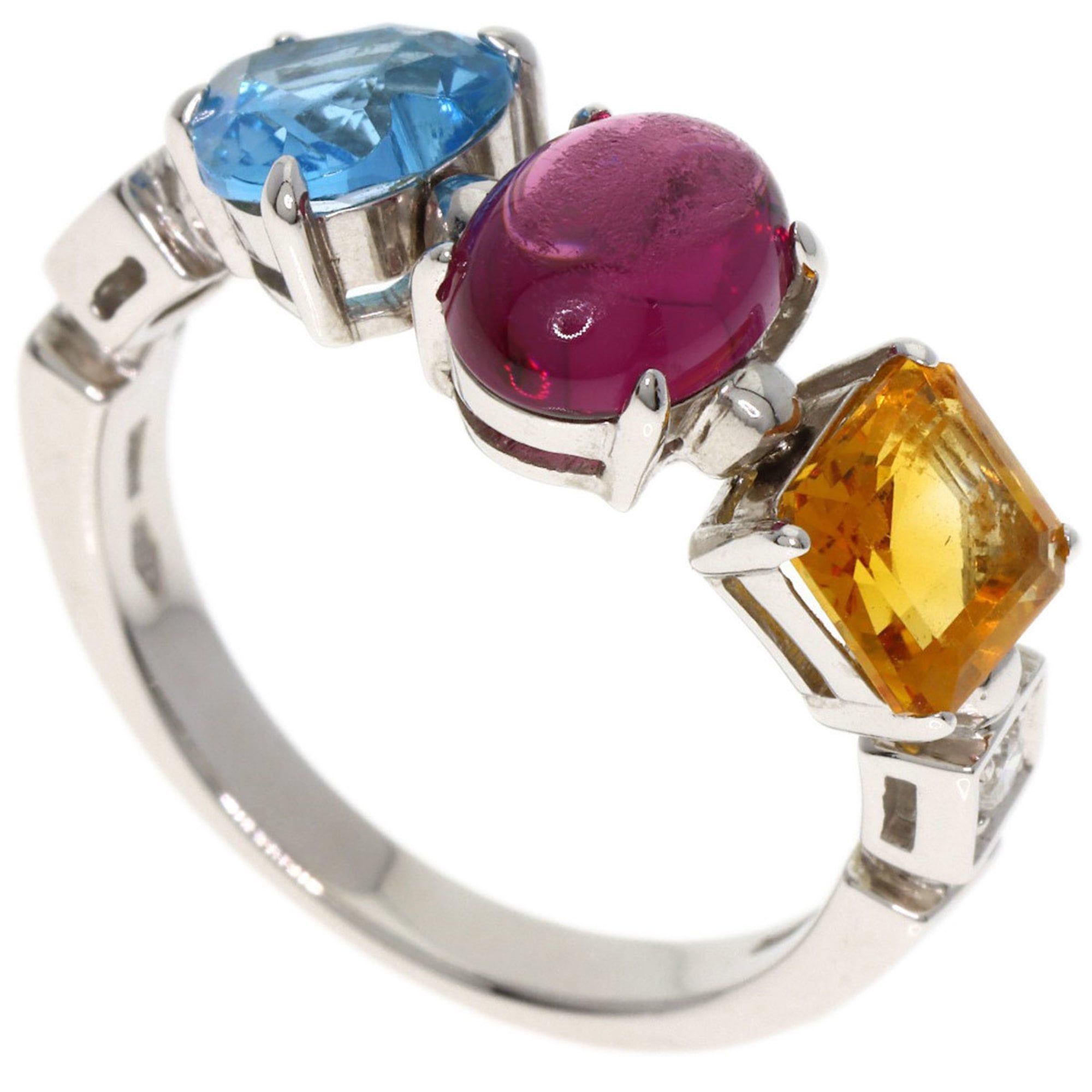BVLGARI Allegra Multicolor Stone Ring in 18K White Gold for Women