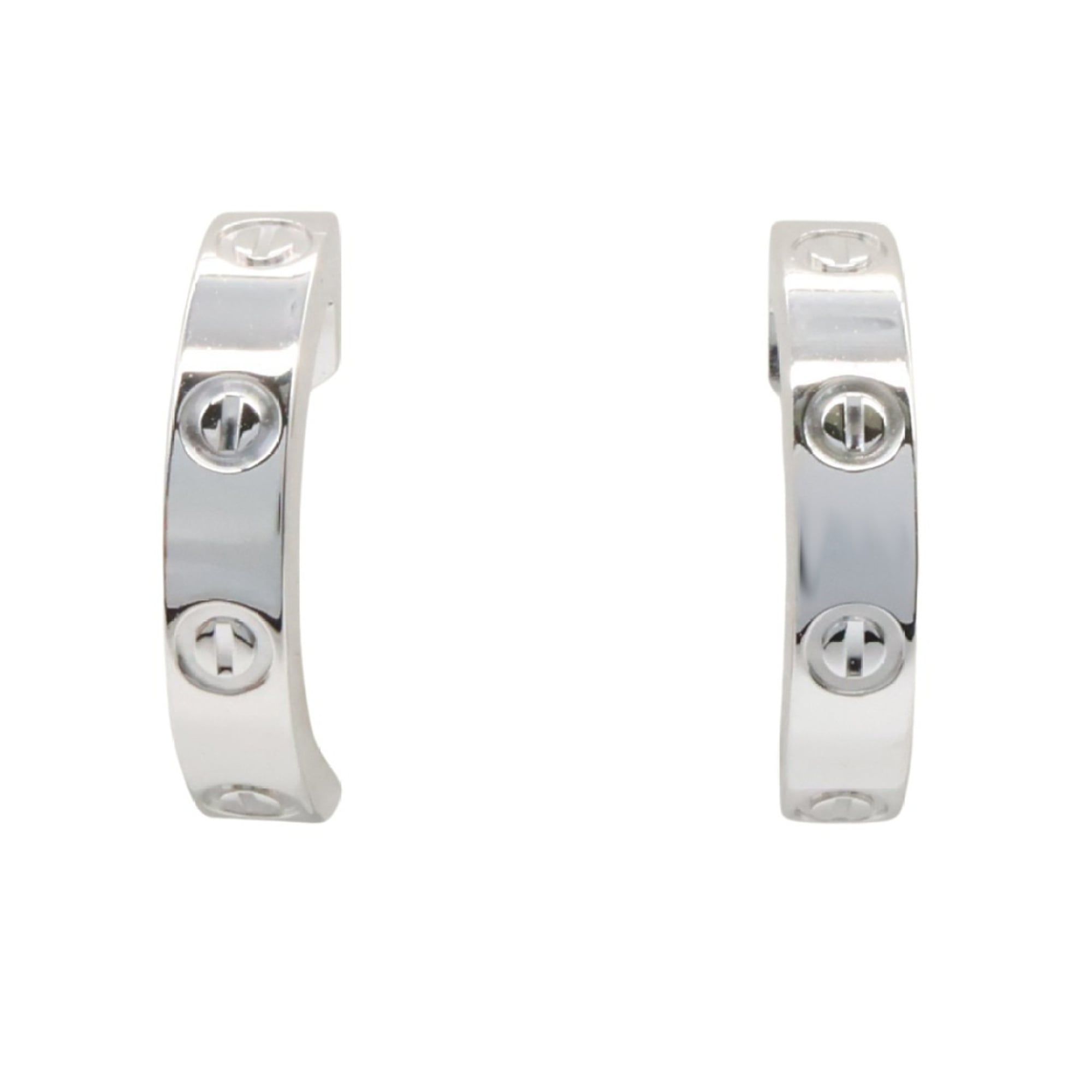 Cartier Love Earrings, Small, 18K White Gold, Silver, Women's, B8028900
