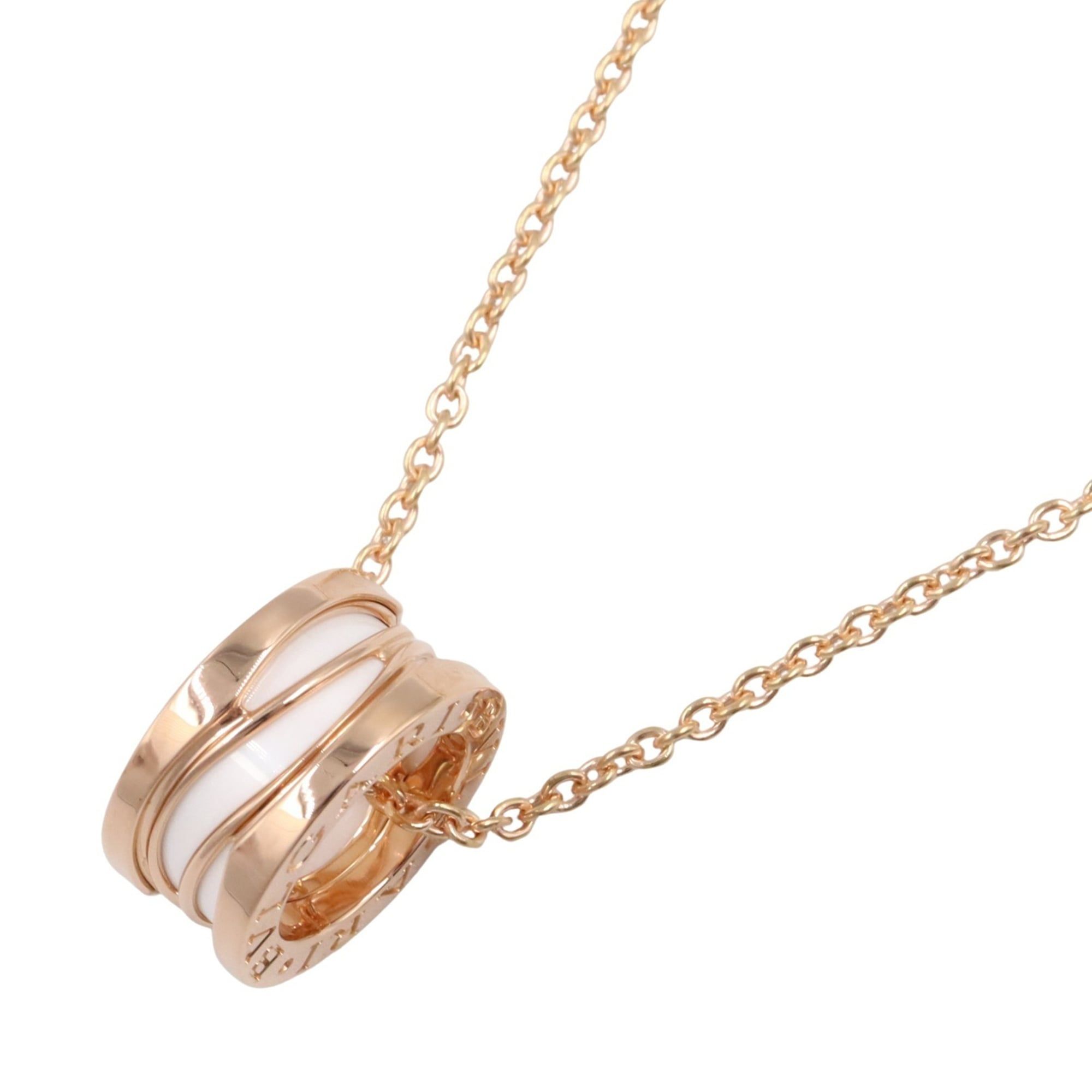 BVLGARI B-zero1 Legend Ceramic Necklace in 18K Pink Gold (Pink Gold) for Women, White and Gold, CL85