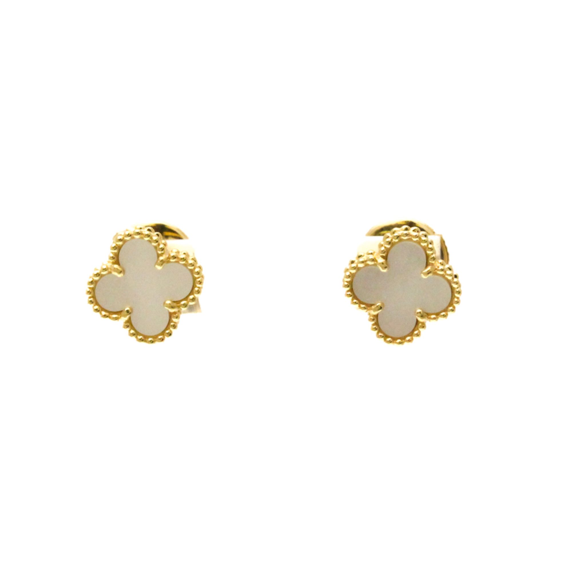 Van Cleef & Arpels Sweet Alhambra Mother Of Pearl Yellow Gold (18K) Stud Earrings Gold
