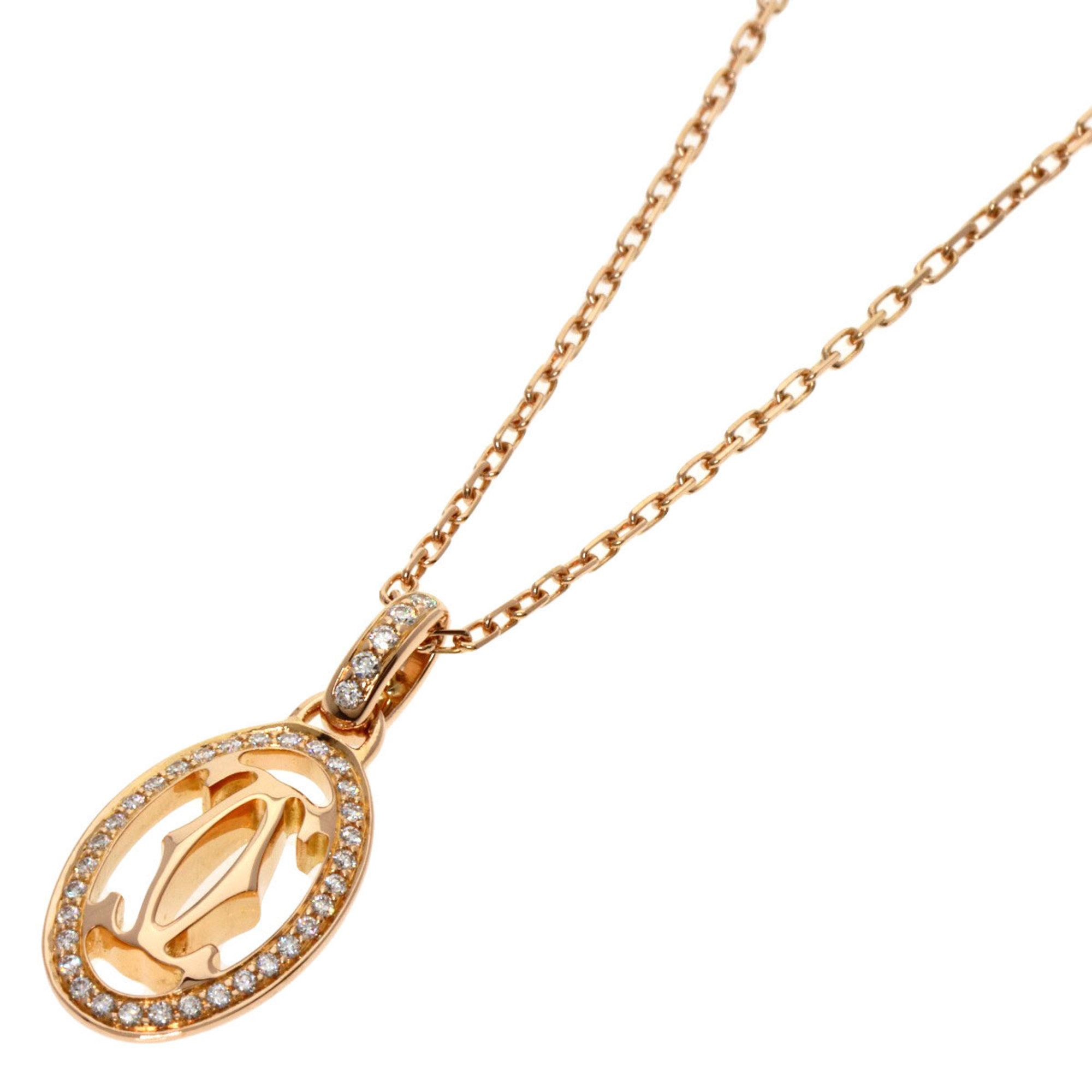 Cartier Double C Diamond Necklace K18 Pink Gold Women's CARTIER