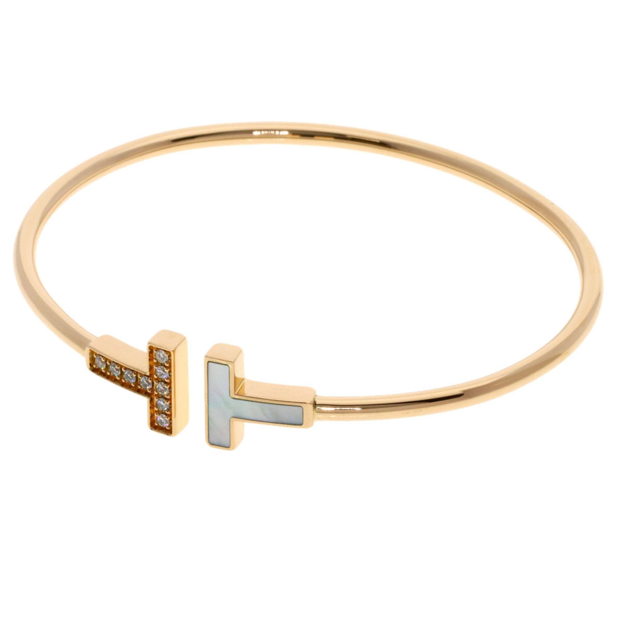 Tiffany T-Wire Shell and Diamond Bracelet in 18K Pink Gold for Women. TIFFANY & Co.
