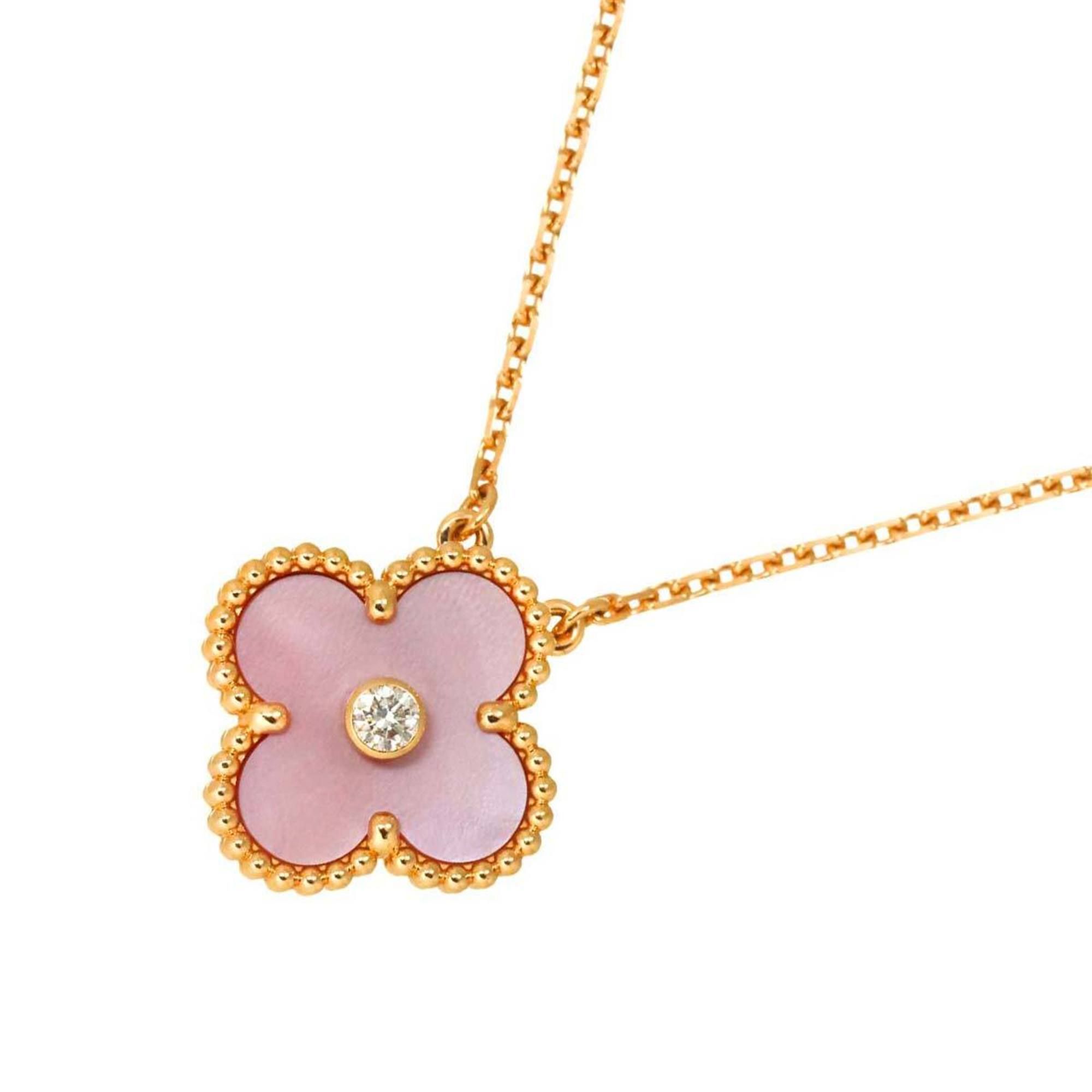 Van Cleef & Arpels Alhambra Pink Shell and Diamond Necklace, 41cm, 18K PG 750, 2025 Limited Edition