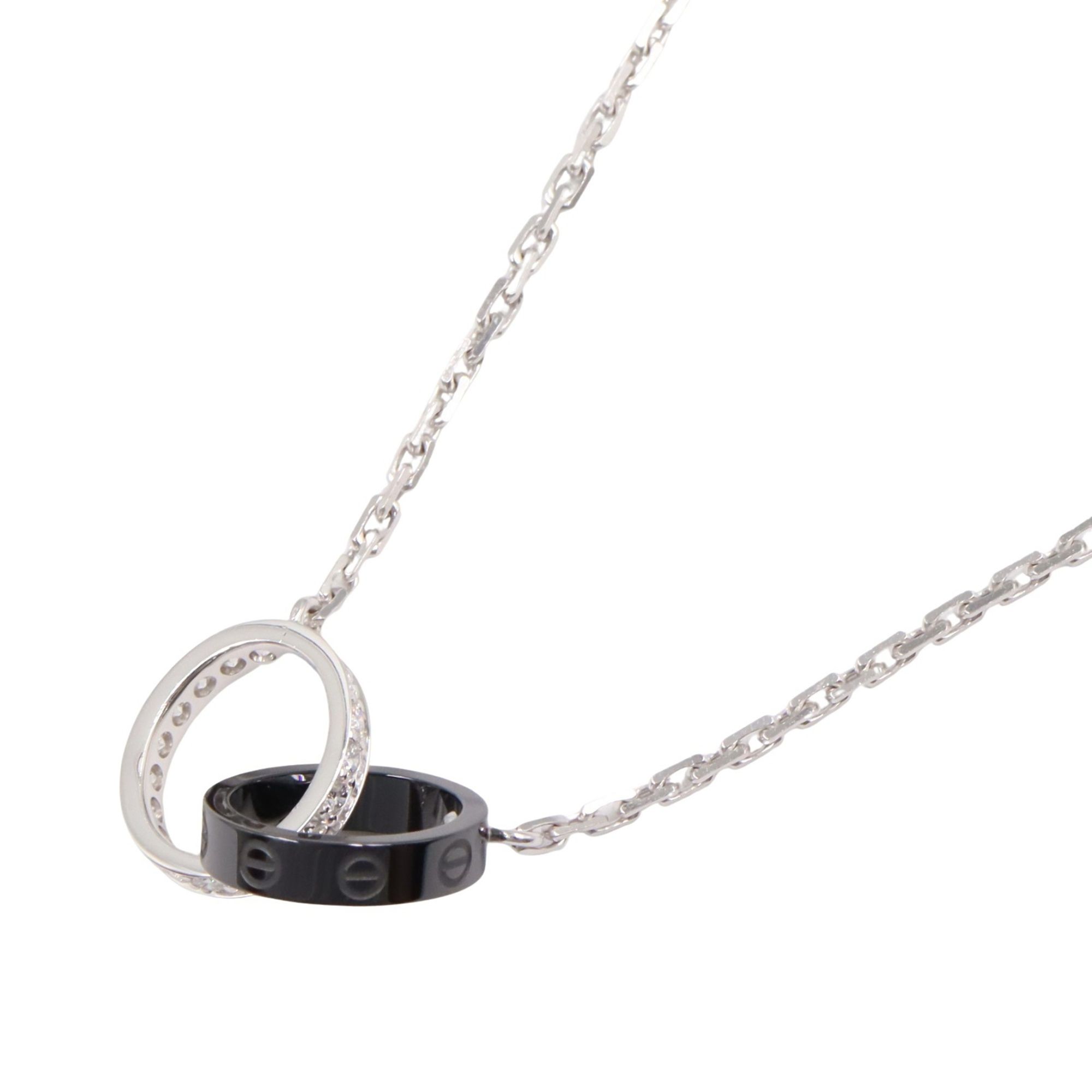 Cartier Baby Love Necklace, Diamond and Ceramic, 18K White Gold, Clear, Diamond, Women's, B7058100