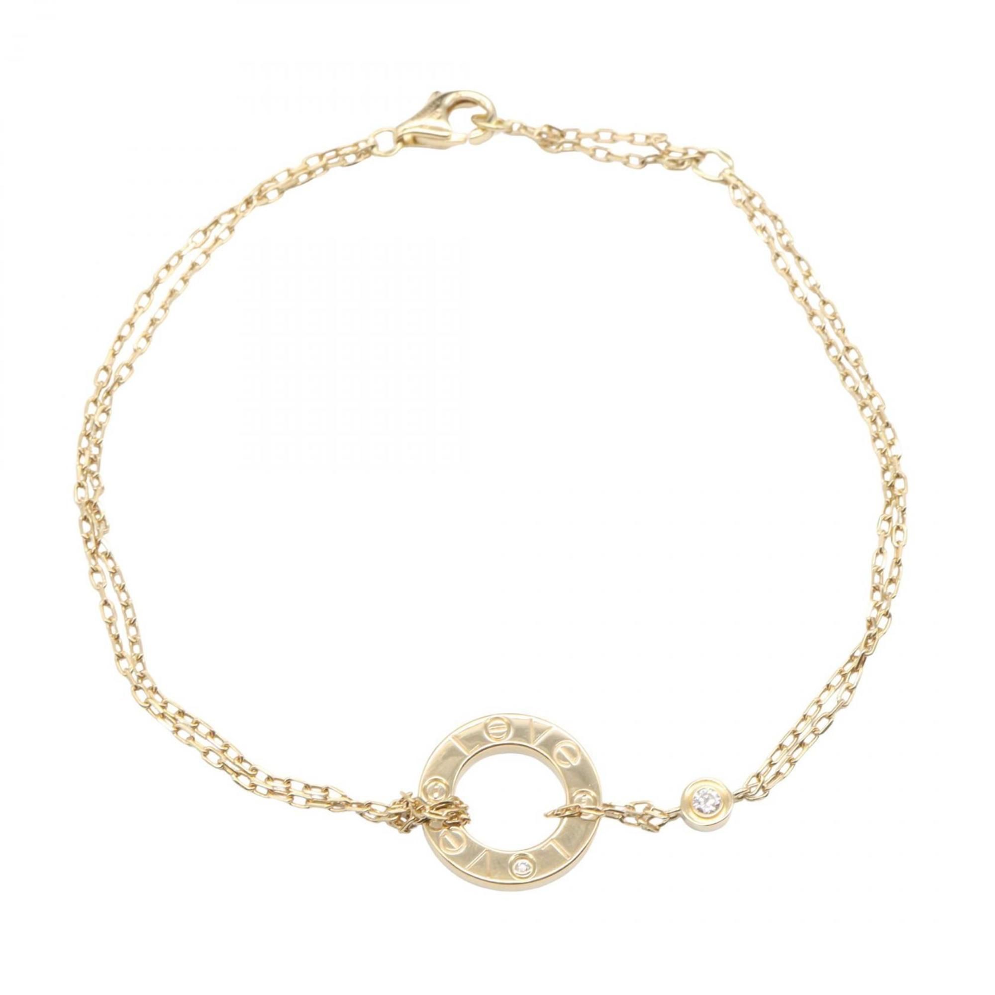 Cartier Love Circle 2PD Bracelet in 18K Yellow Gold with Diamonds, Women's, and Clear