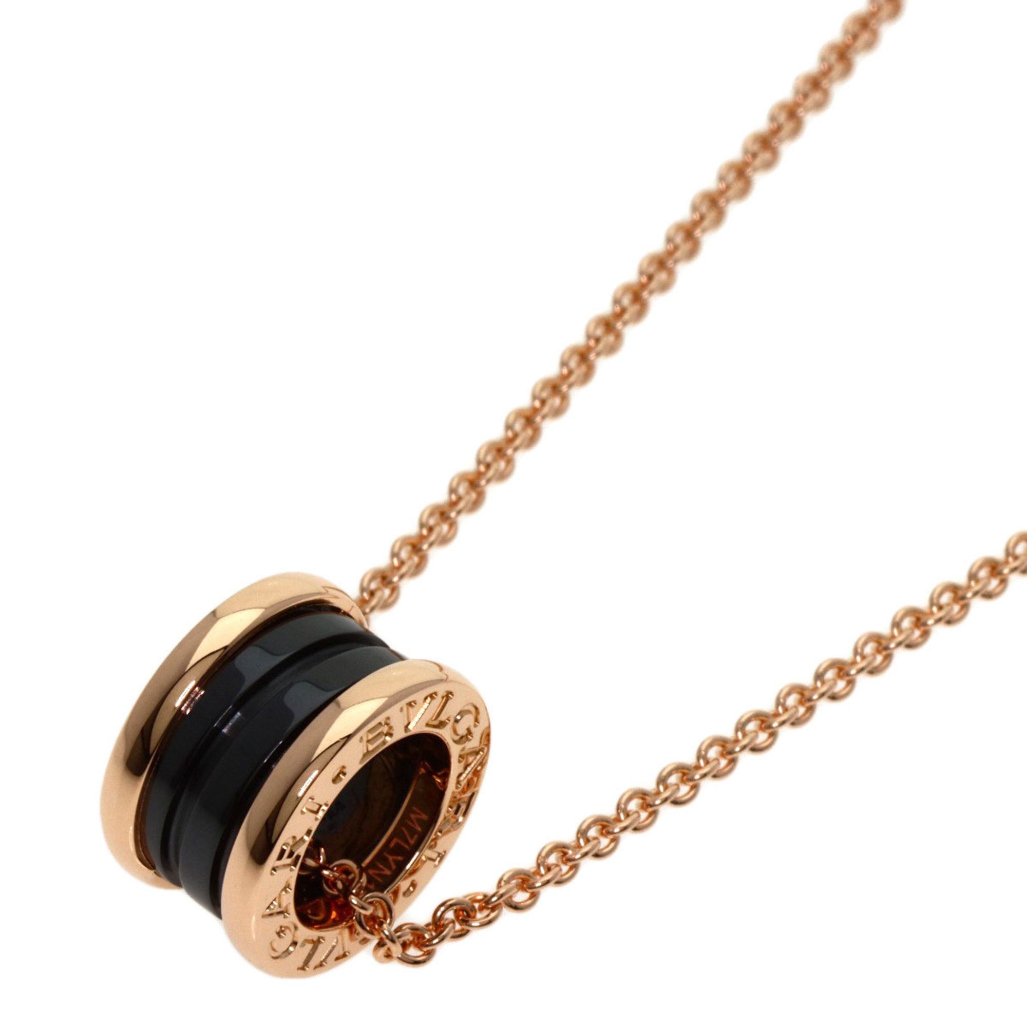BVLGARI B-zero1 Black Ceramic Necklace K18 Pink Gold Women's