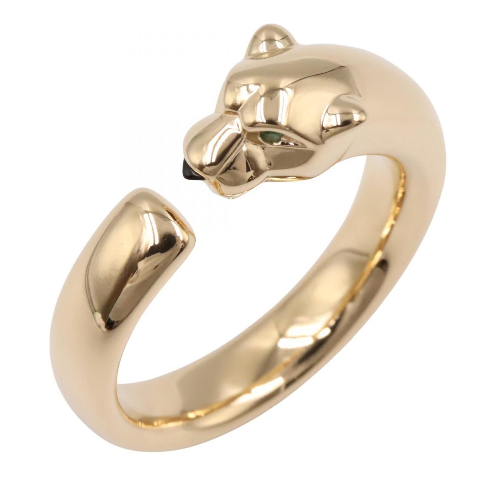 Cartier Panthère de Ring, 18K Yellow Gold with Onyx and Tsavorite, Women's, Gold, Black, Green, B423
