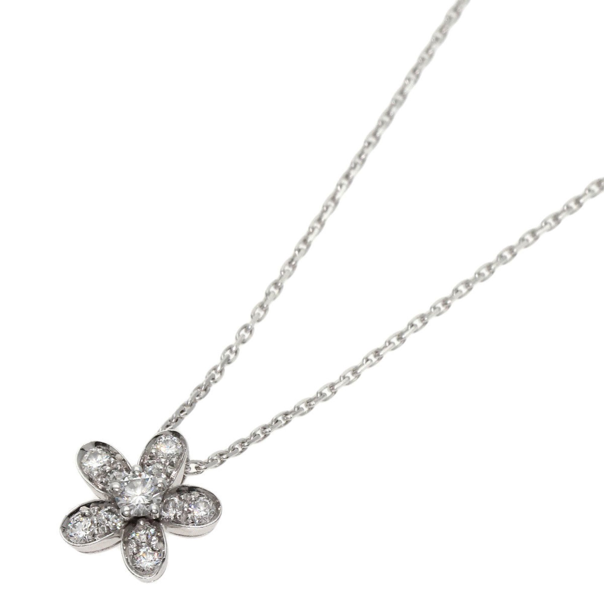 Van Cleef & Arpels Socrates 1 Flower Diamond Necklace K18 White Gold Women's