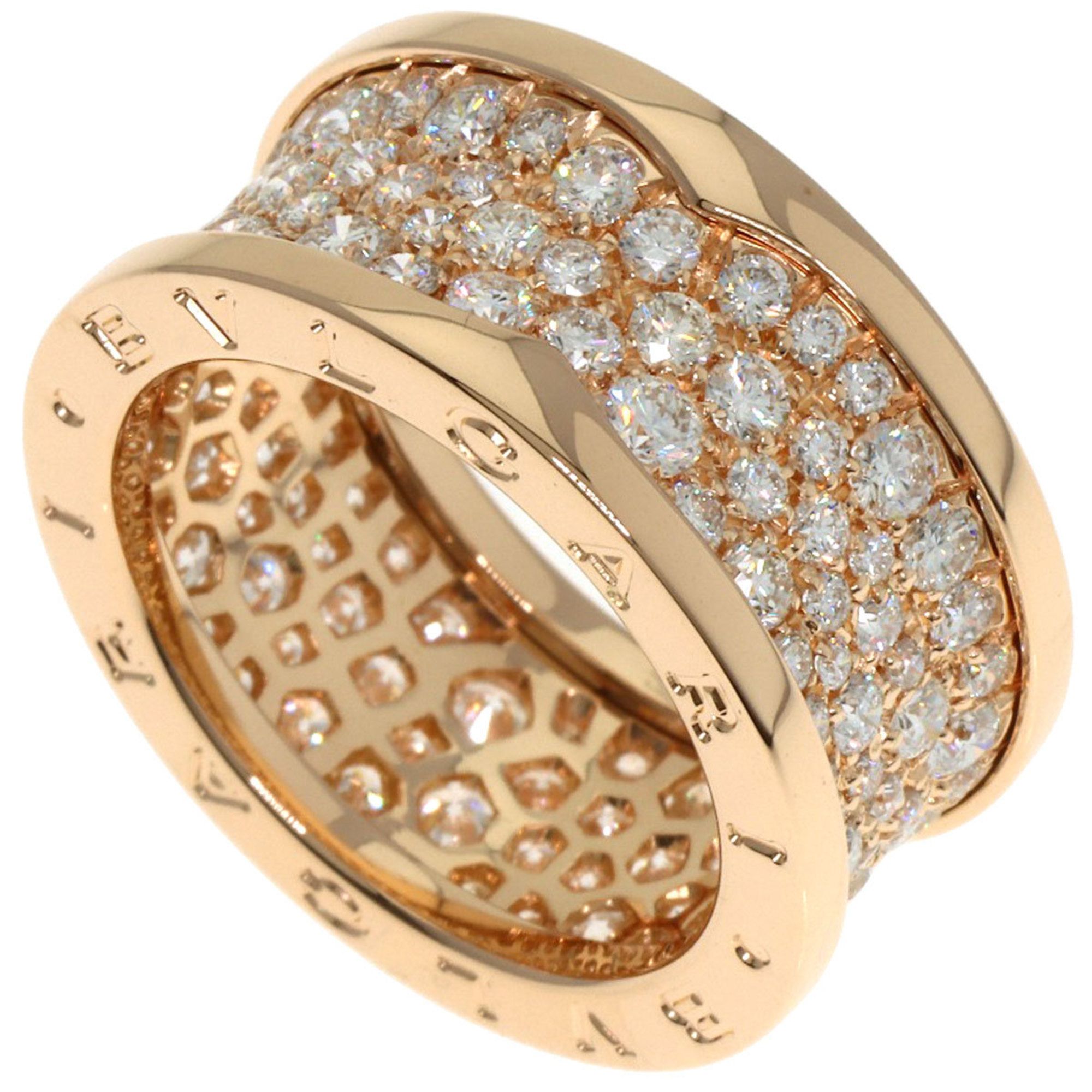 Bvlgari B-zero1 Full Pavé Diamond #54 Ring in 18K Pink Gold for Women