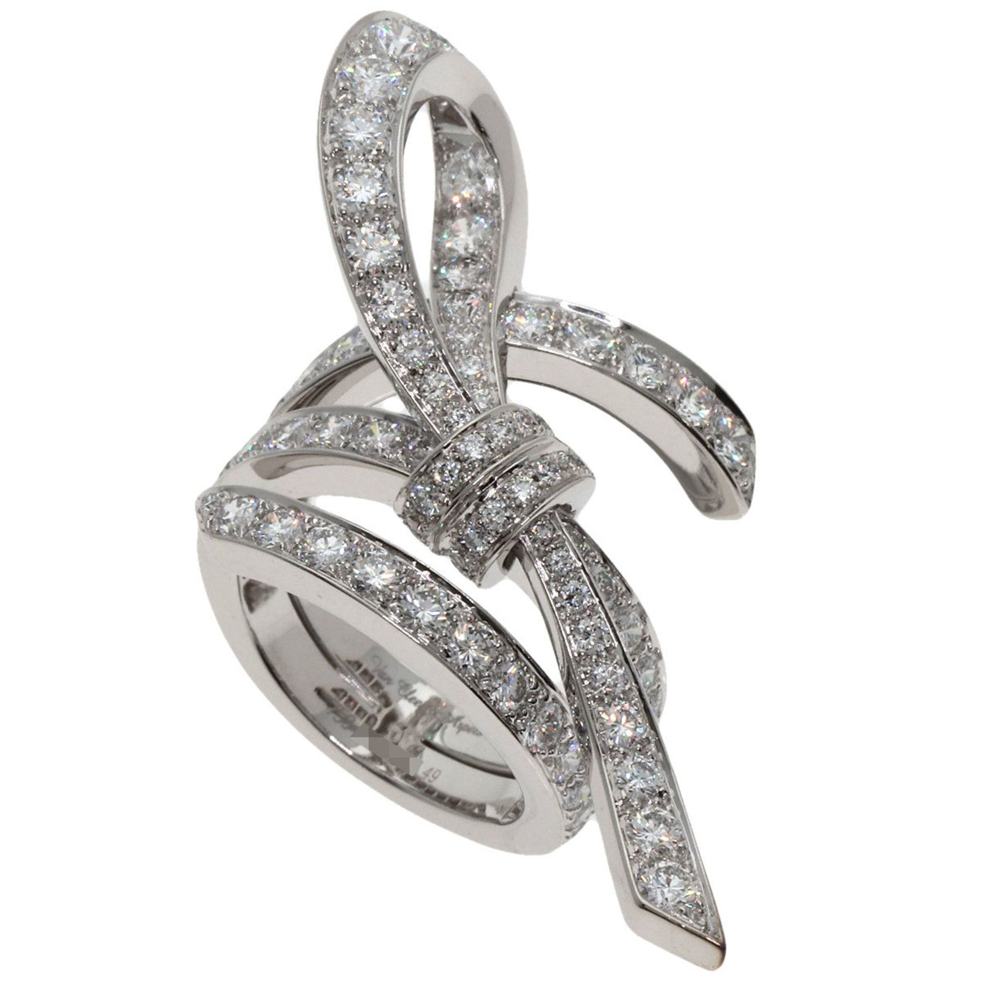 Van Cleef & Arpels Nou Ribbon Diamond #49 Ring in 18K White Gold for Women.