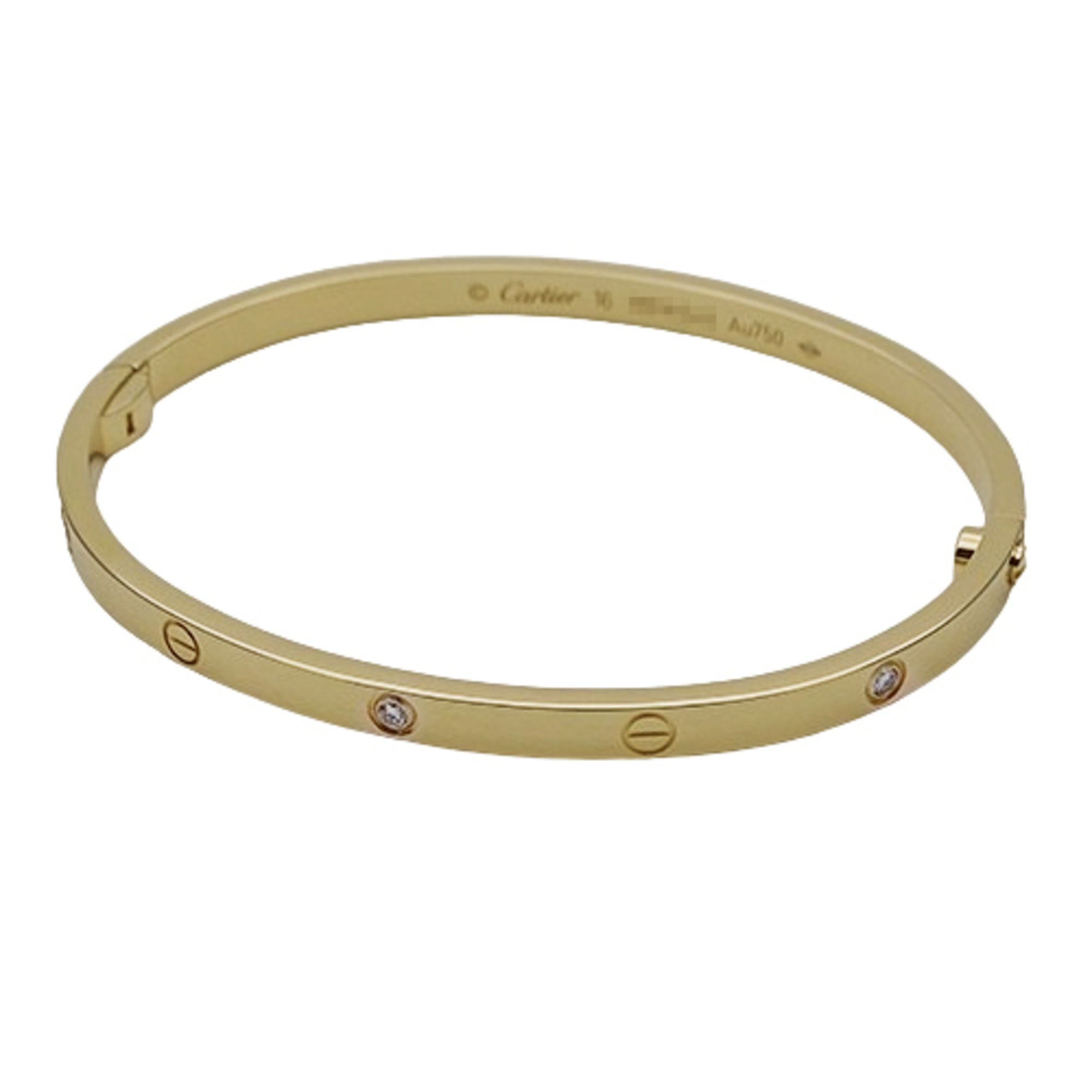 Cartier Love Bracelet, Small, 750YG Yellow Gold, 6-Piece Half Diamond Bangle, #16, New Model, Polish
