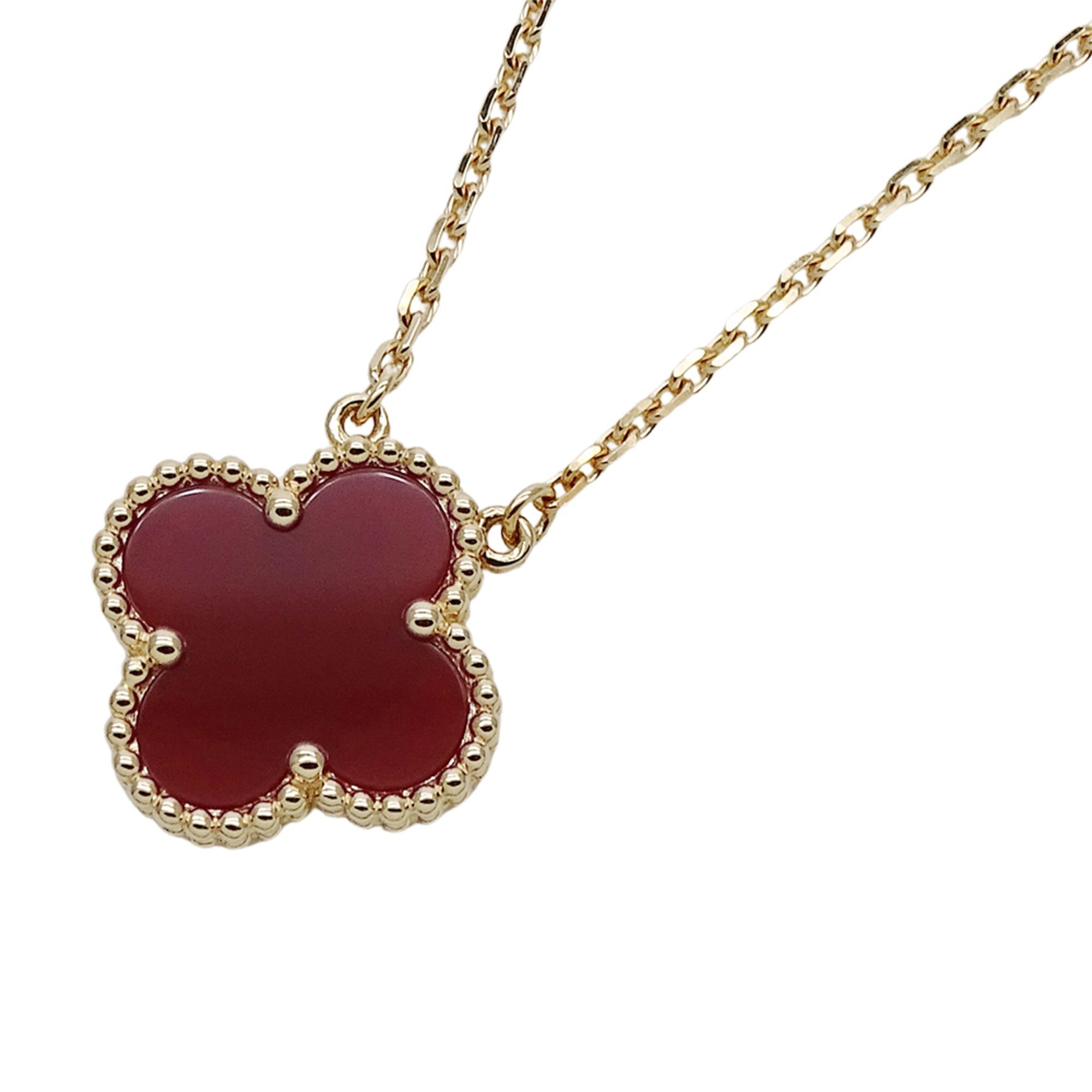 Van Cleef & Arpels Vintage Alhambra Necklace, Women's, 750YG Yellow Gold with Carnelian, Polished