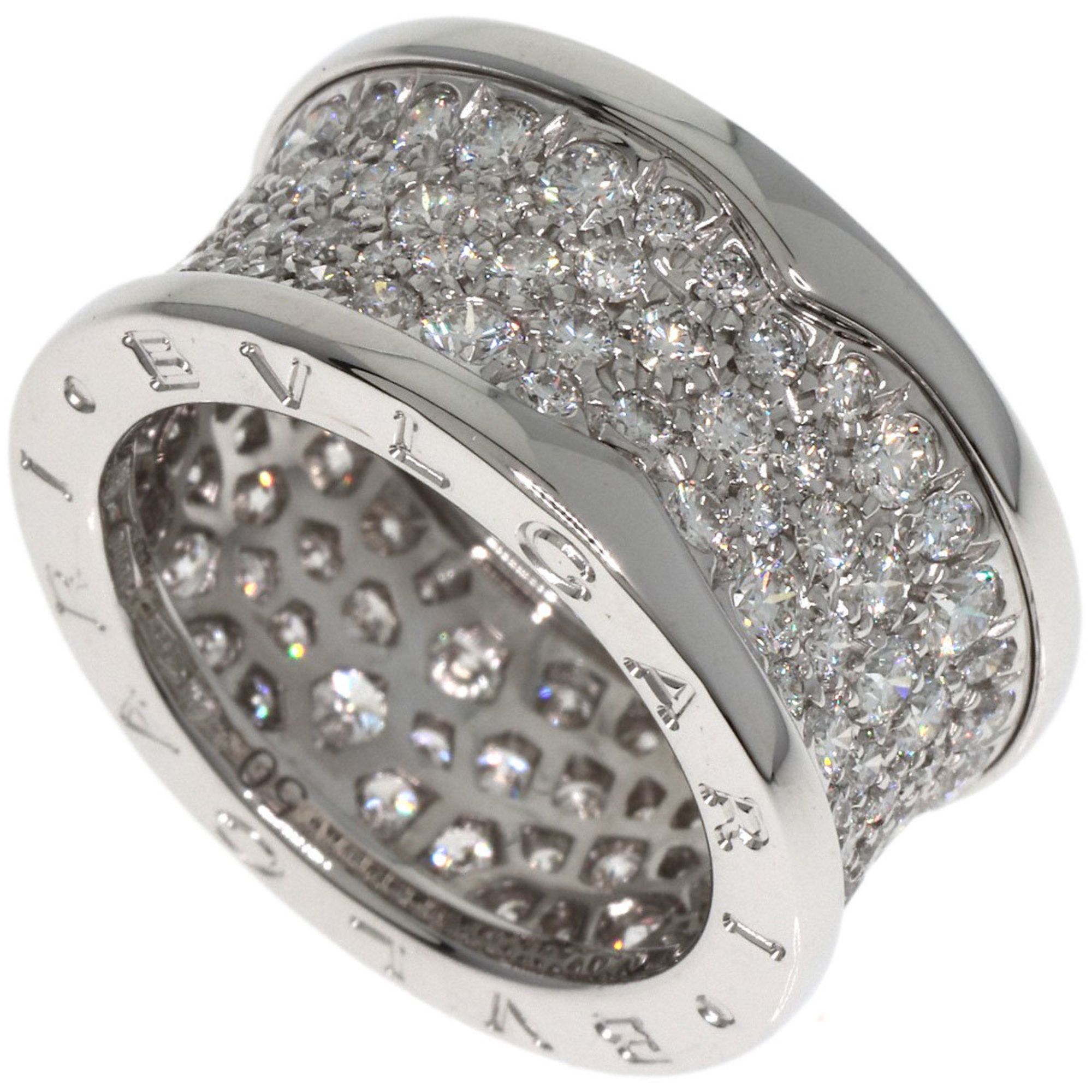 BVLGARI B-zero1 Full Pavé Diamond #50 Ring in 18K White Gold for Women