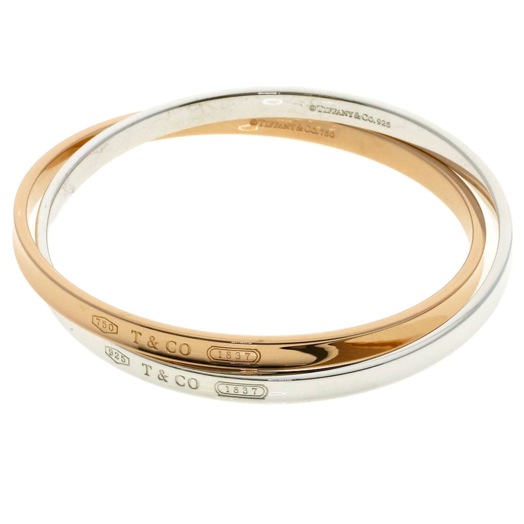 Tiffany & Co. 1837 Interlocking Bangle Bracelet in 18K Yellow Gold/Silver. Women's. TIFFANY