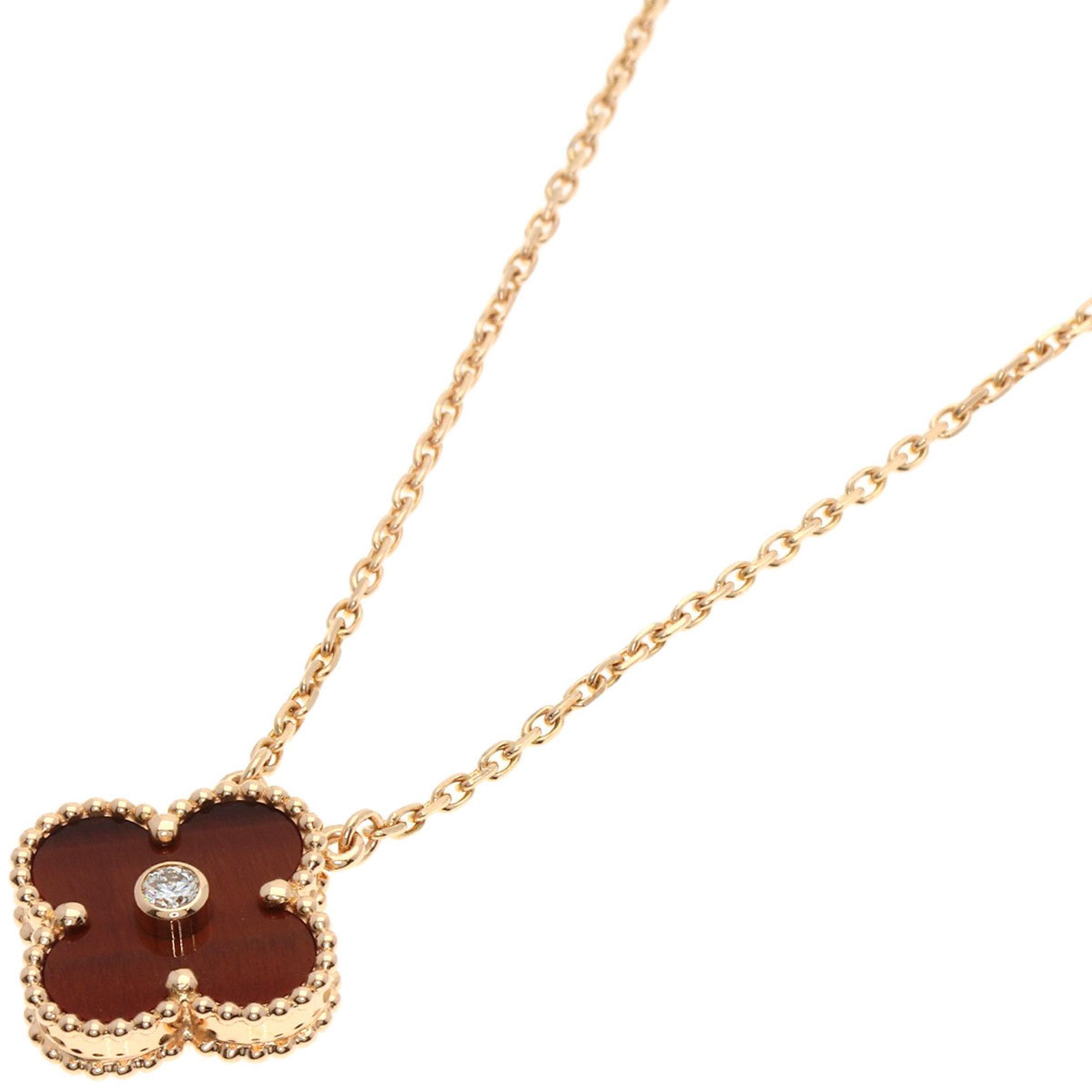 Van Cleef & Arpels Alhambra Bullseye Diamond Necklace in 18K Pink Gold for Women.