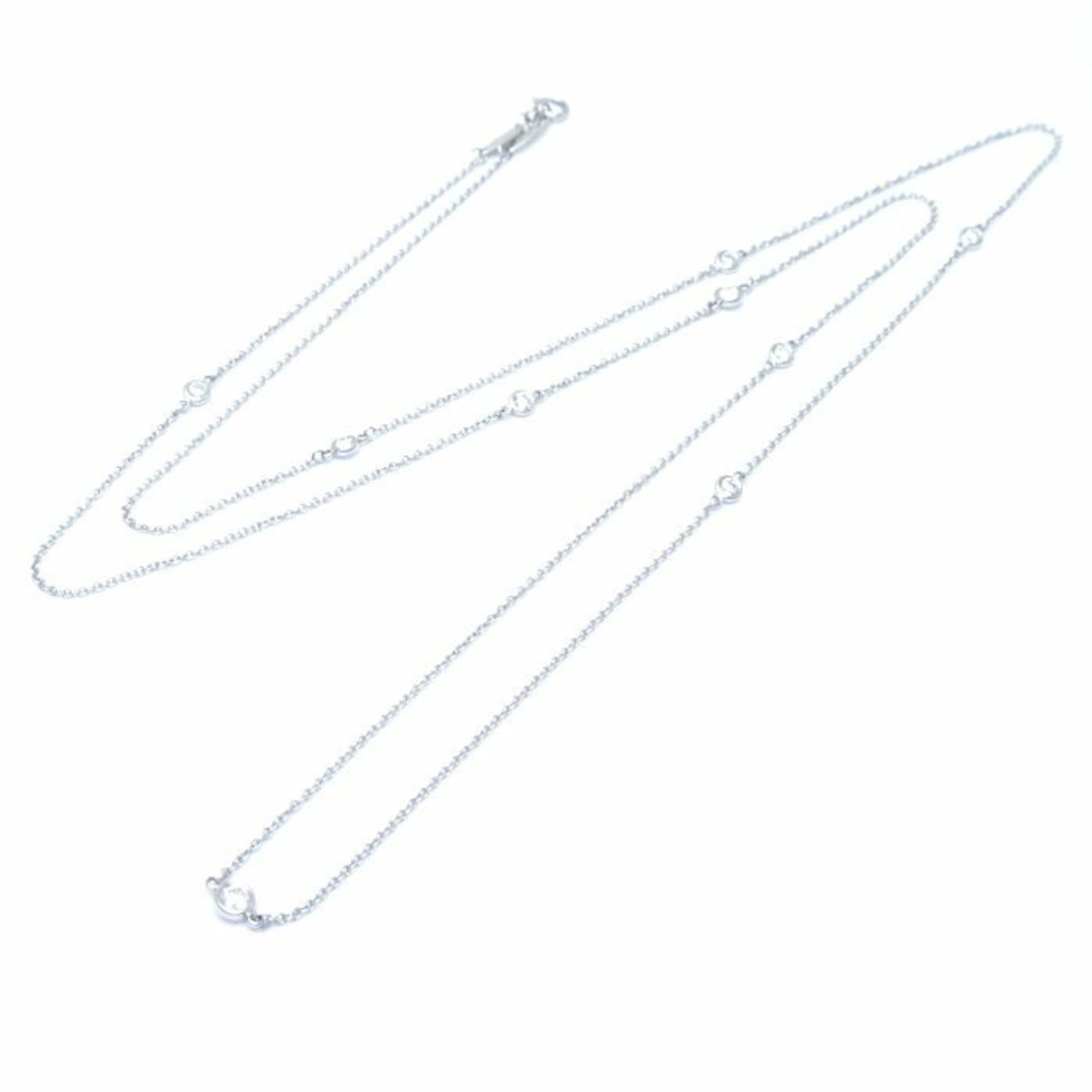 TIFFANY & Co. Tiffany by the Yard Necklace 9P Diamond 77cm Long Elsa Peretti Pt950 Platinum 293005