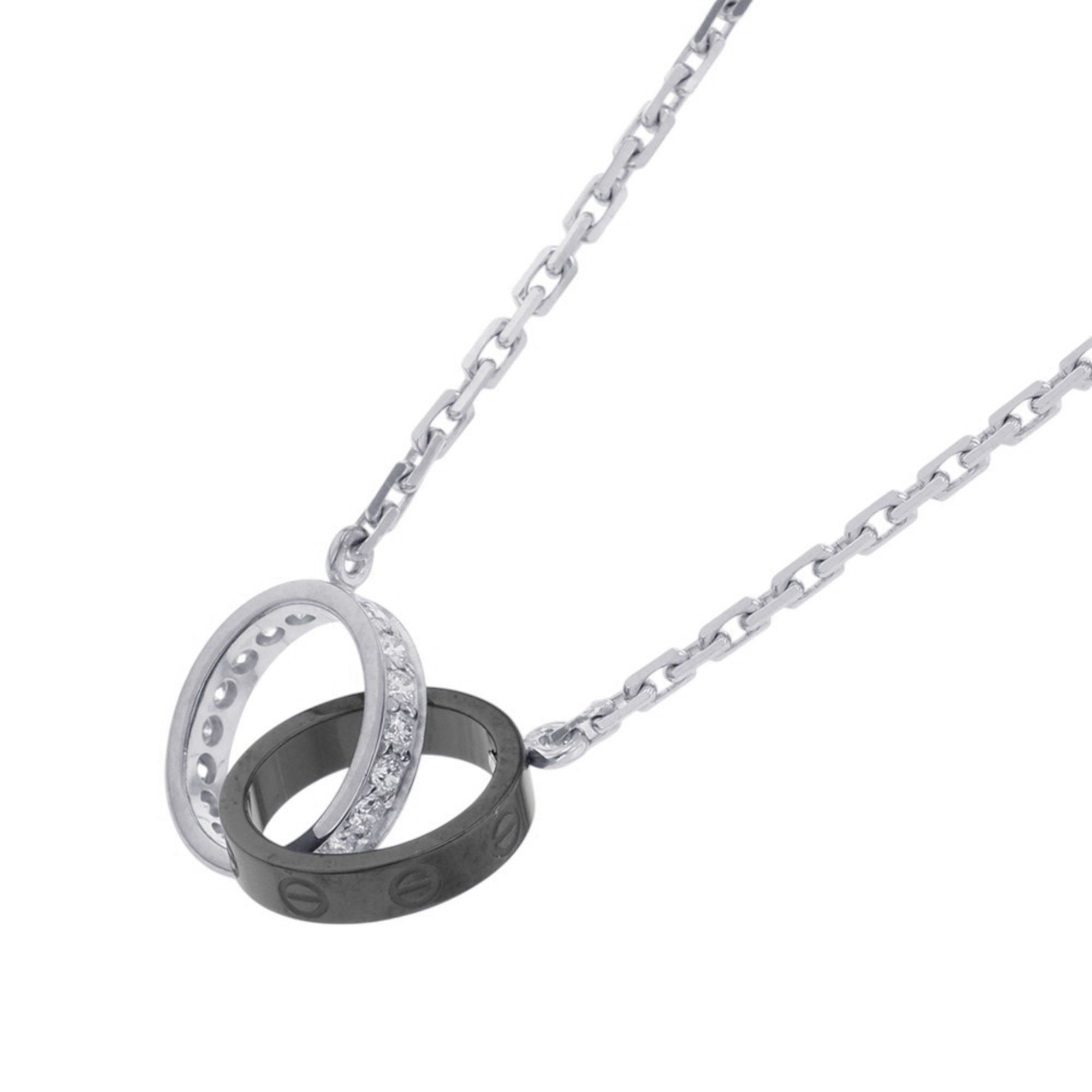 Cartier Baby Love Diamond Necklace in 18K White Gold and Black Ceramic B7058100