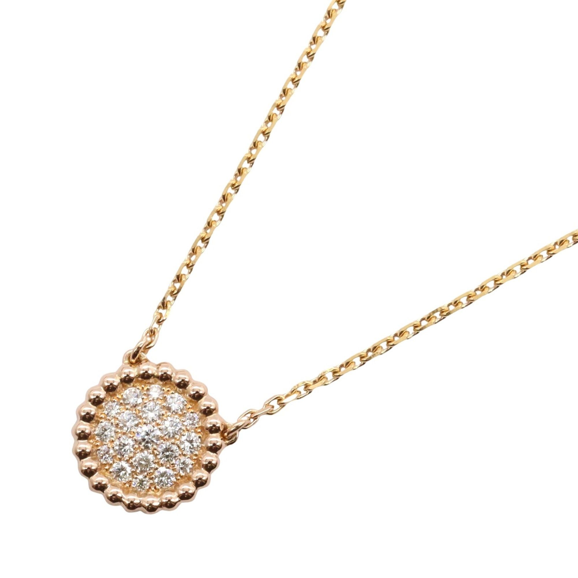 Van Cleef & Arpels Perlée Diamond Necklace in 18K Pink Gold with Diamonds, Clear, Women's, VCARO9PE0