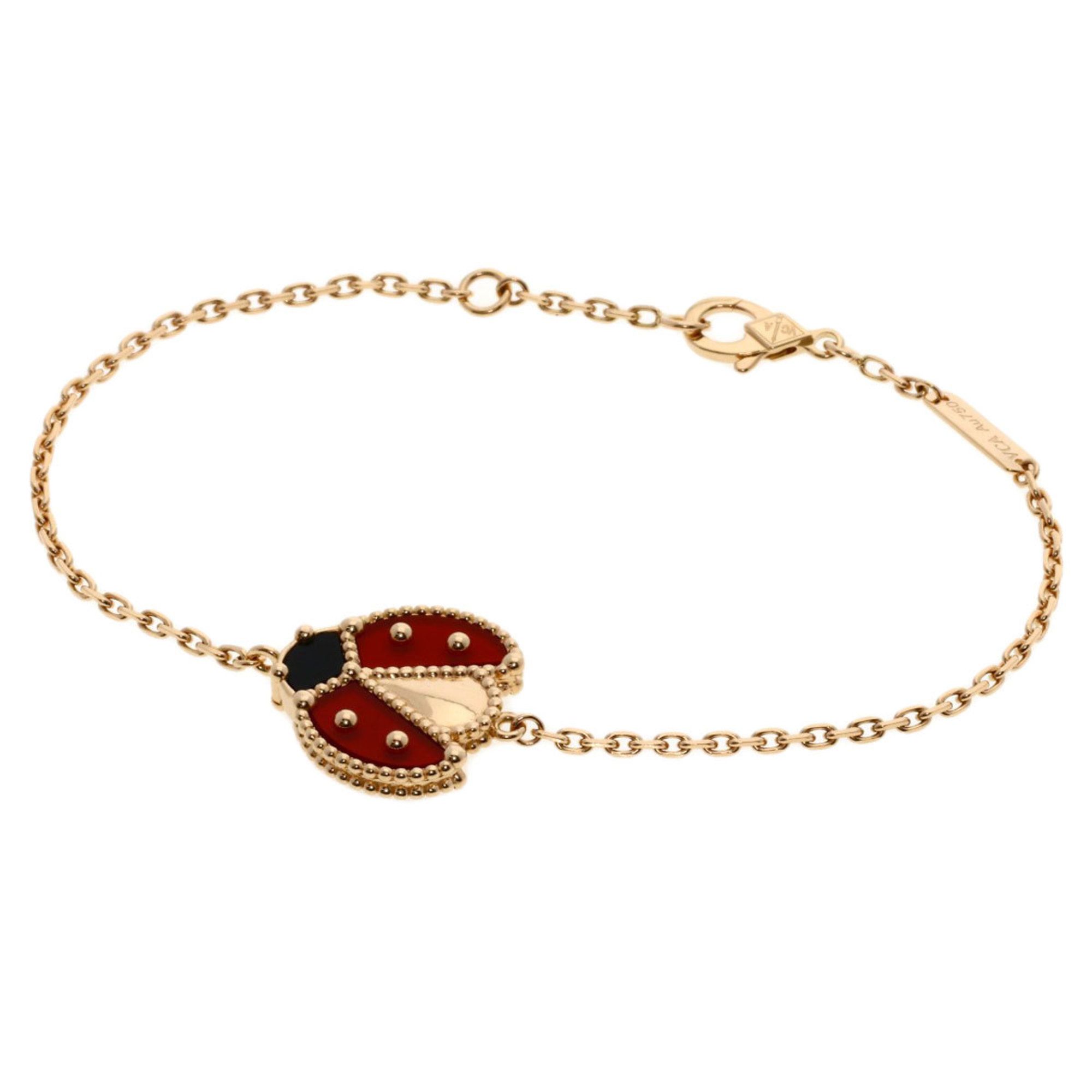 Van Cleef & Arpels Lucky Spring Open Wing Ladybug Onyx and Carnelian Bracelet in 18K Pink Gold for W