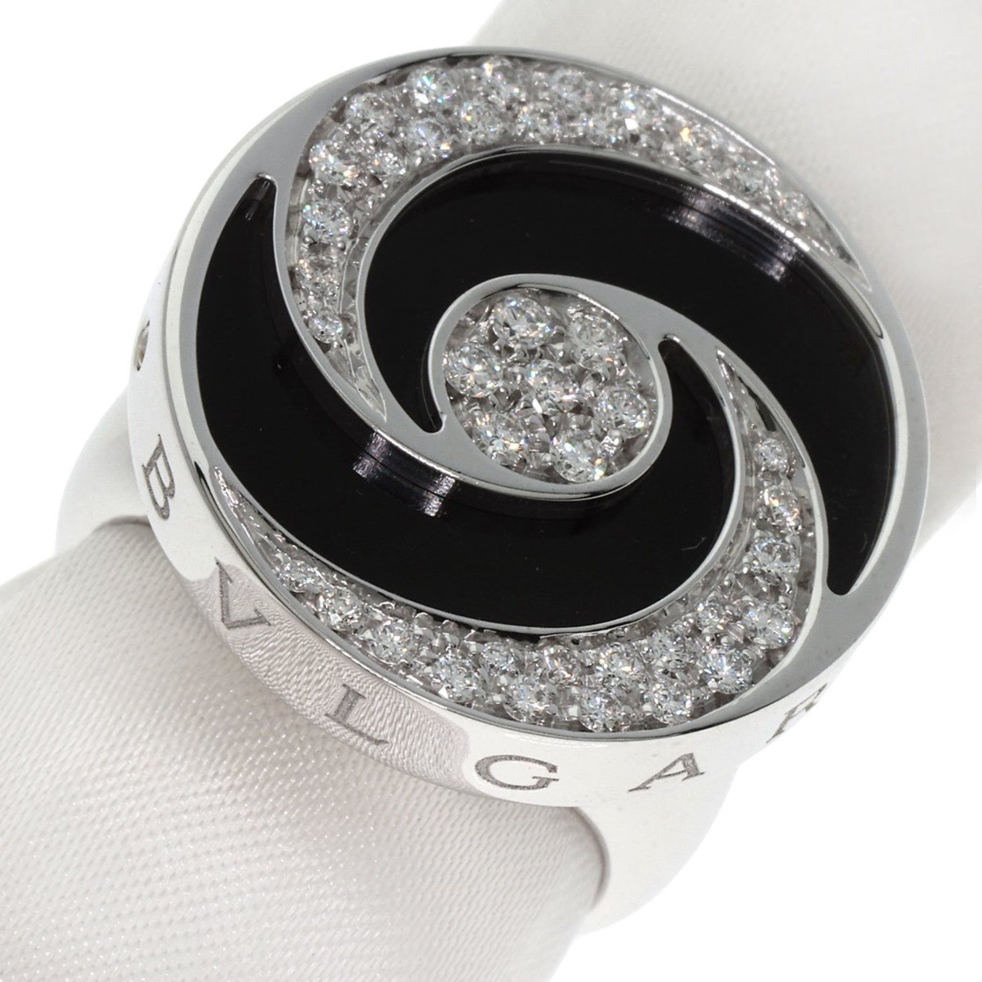BVLGARI Allegra Optical Onyx and Diamond Ring in 18K White Gold for Women