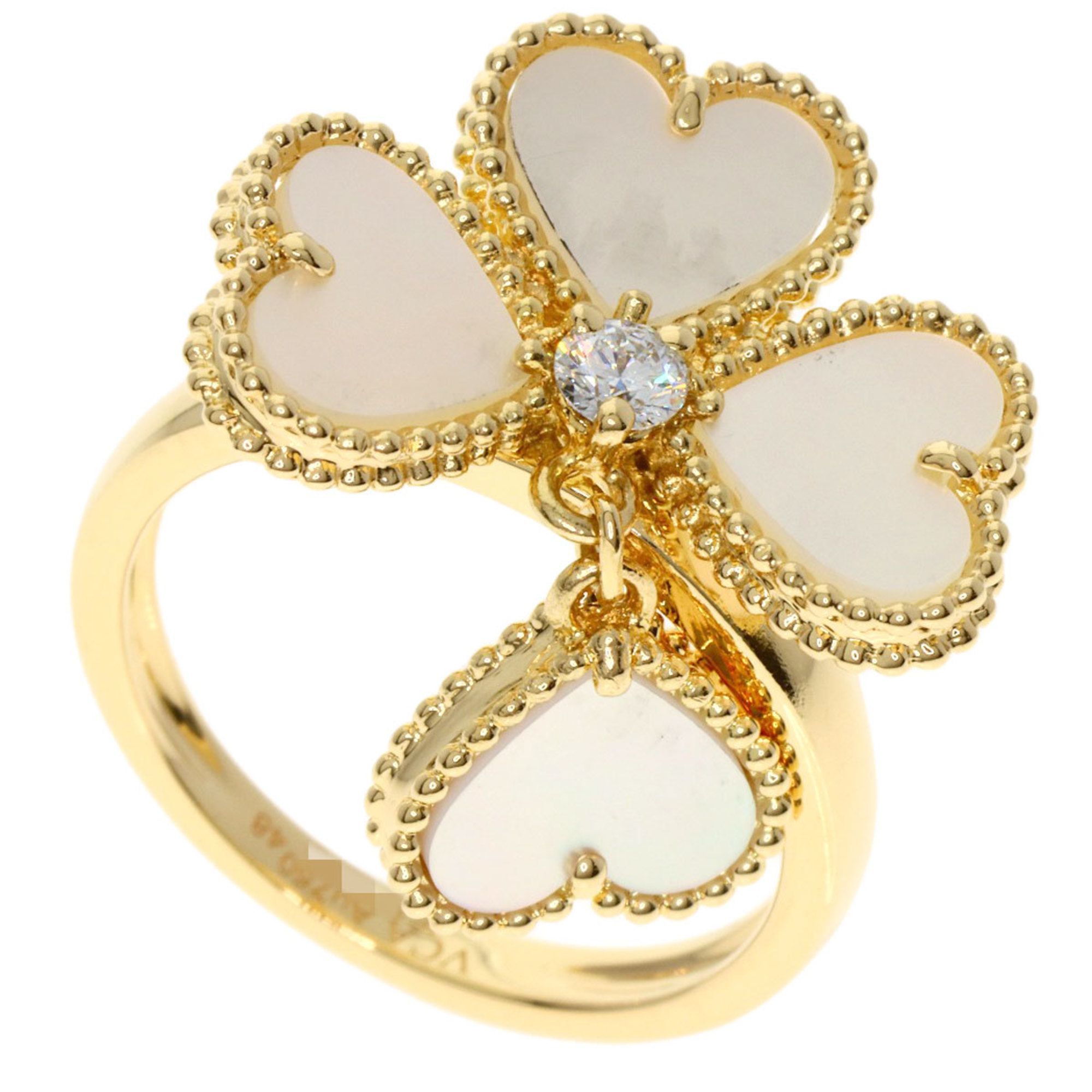 Van Cleef & Arpels Sweetheart F-Yage Shell Diamond Ring #48 in 18K Yellow Gold for Women.