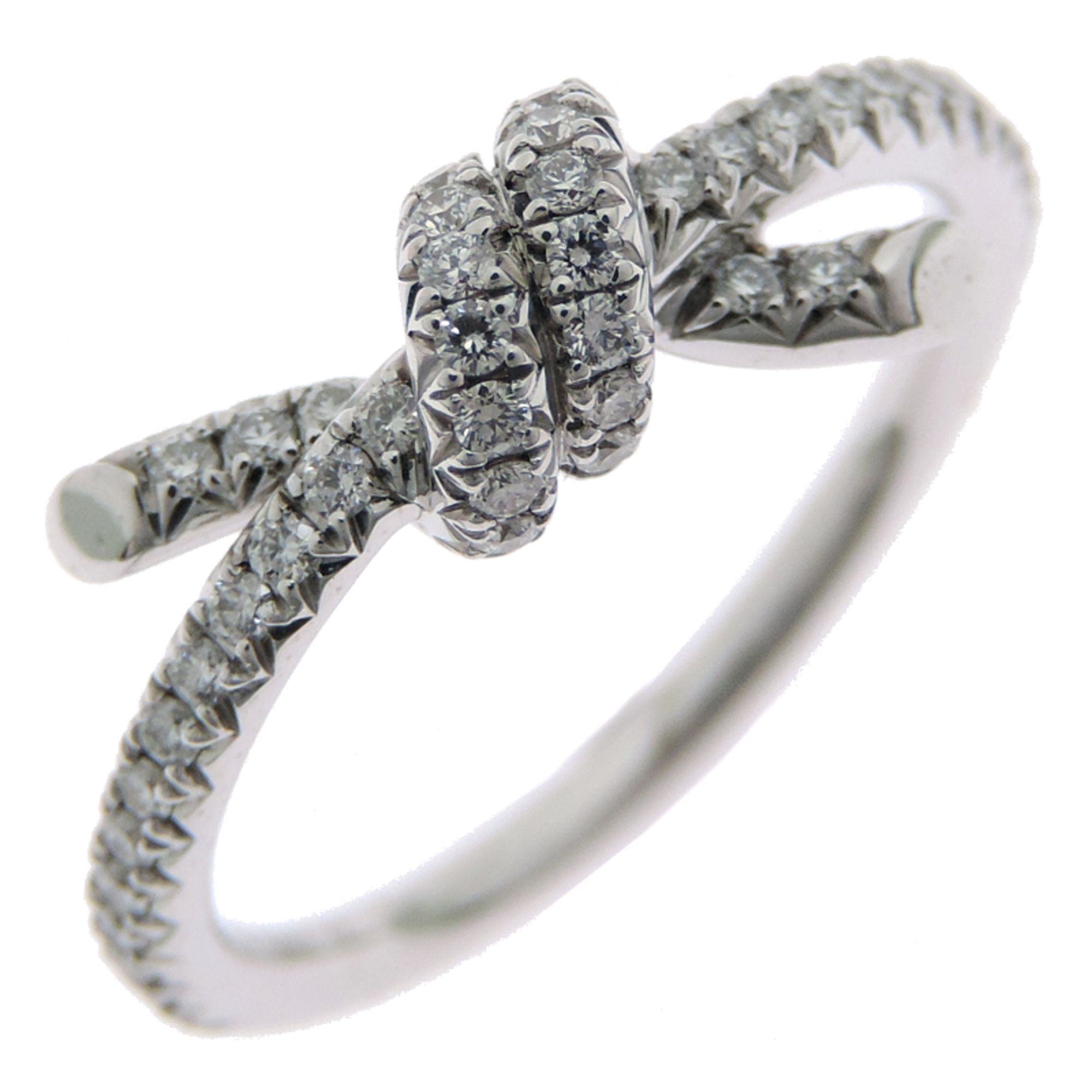 Tiffany Knot Diamond Women's Ring in 750 White Gold, Size 9
