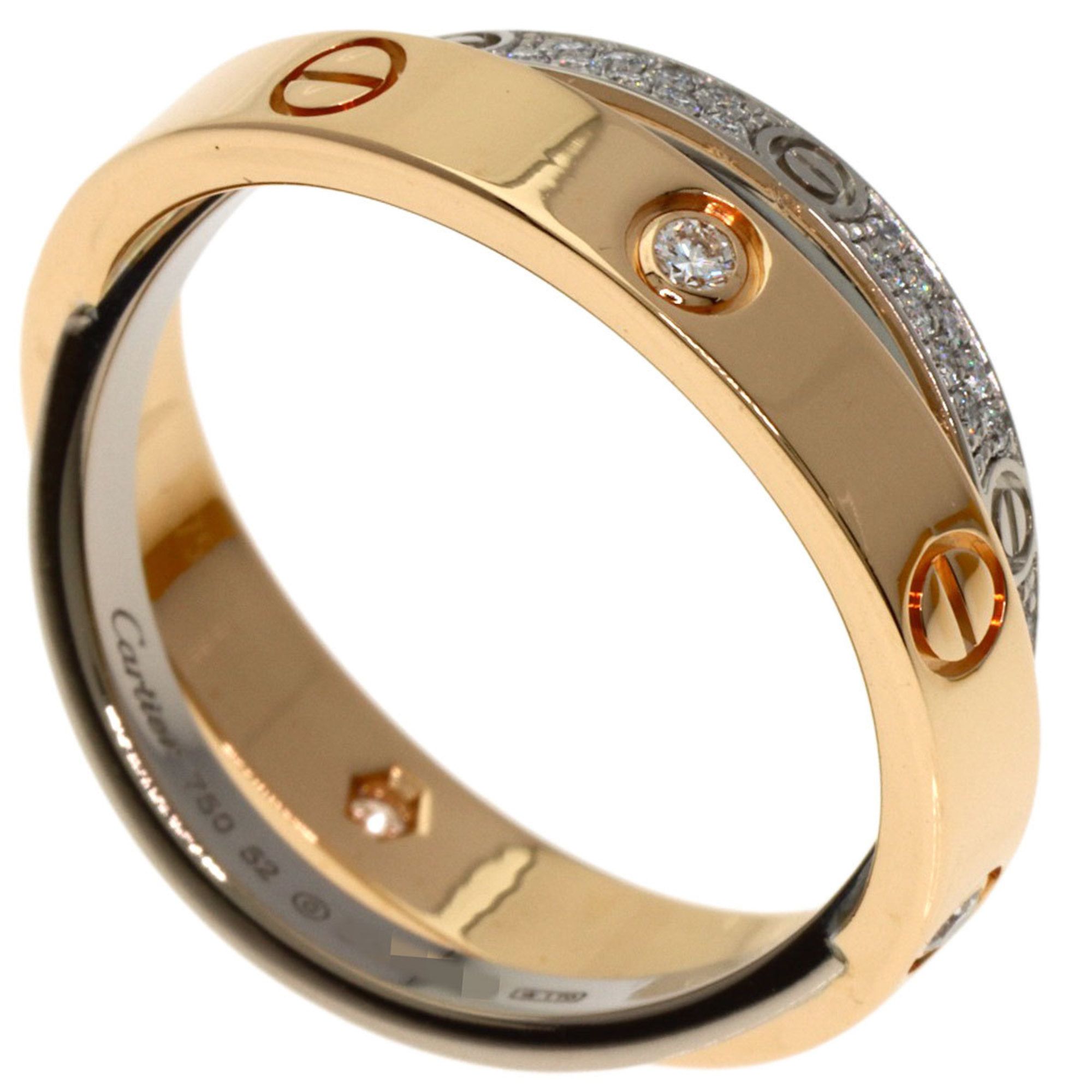 Cartier Be Love 4-Piece Pavé Diamond Ring #52 in 18K Pink Gold/18KWG for Women