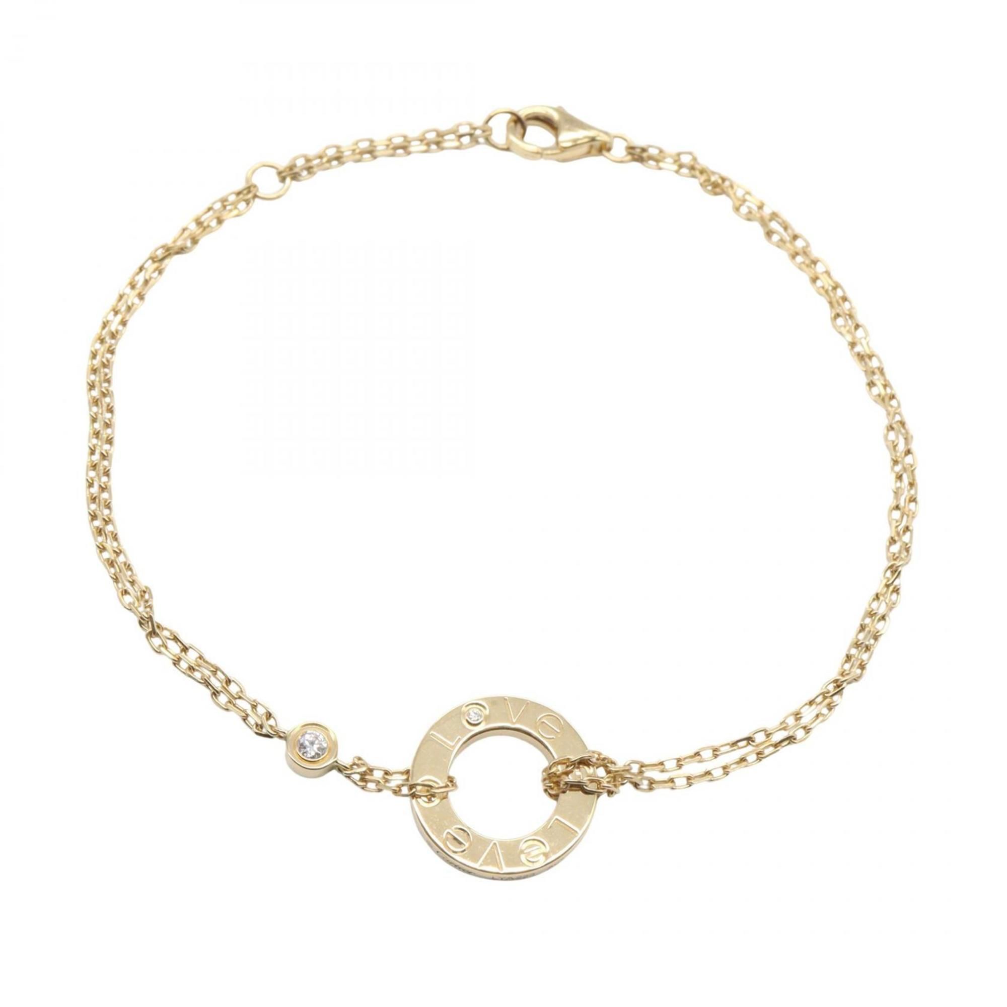 Cartier Love Circle Bracelet 2PD, 18K Yellow Gold with Diamonds, Women's, and Clear