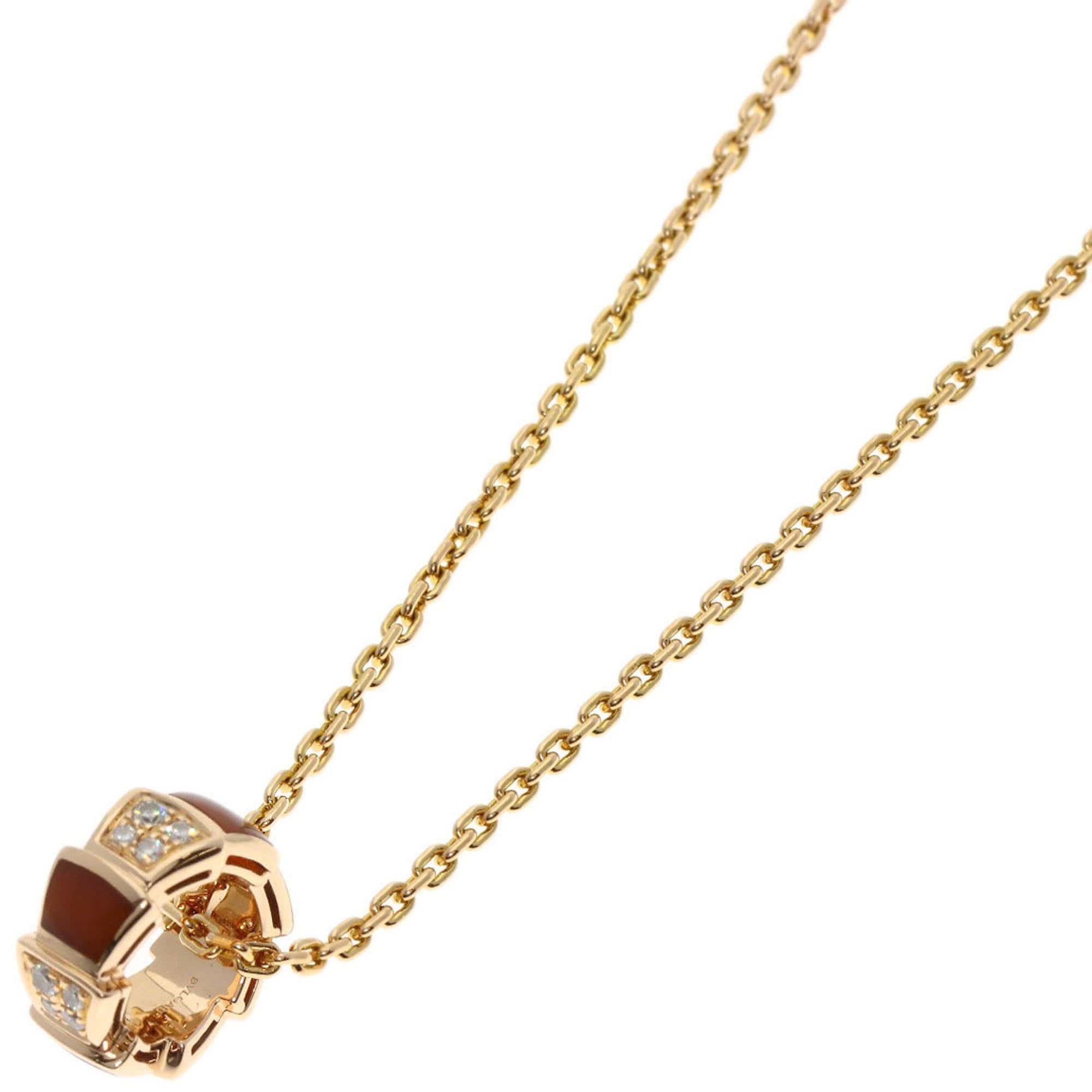 Bvlgari Serpenti Carnelian and Diamond Necklace in 18K Pink Gold for Women