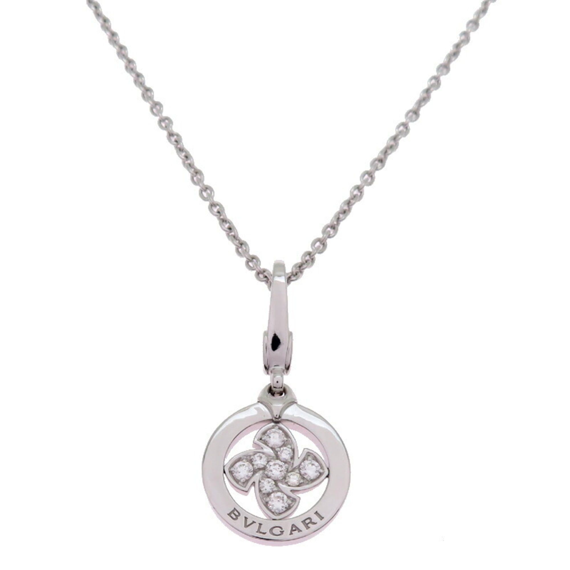 Bvlgari Tondo Windmill Charm Women's Necklace in 750 White Gold