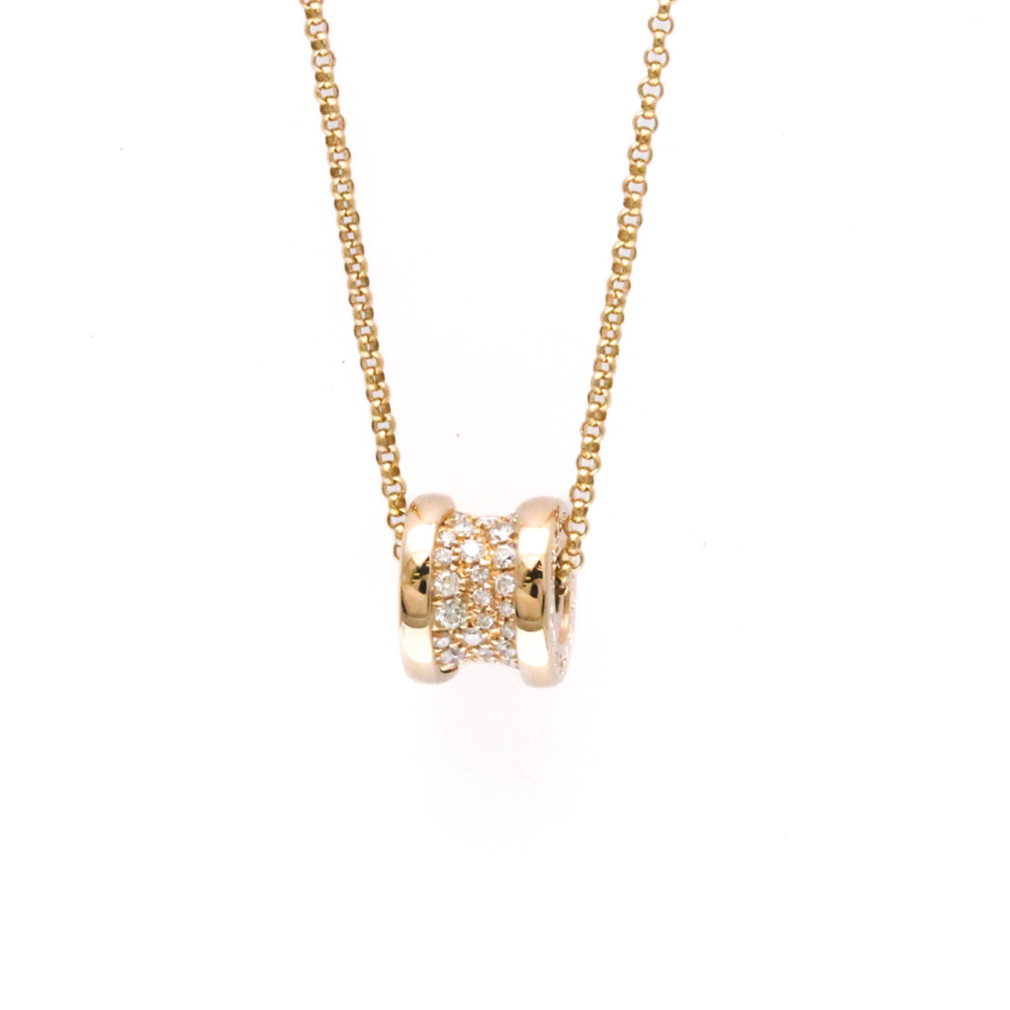 Bvlgari B.zero1 Necklace Diamond Pink Gold (18K) Diamond Men,Women Fashion Pendant Necklace (Pink Go