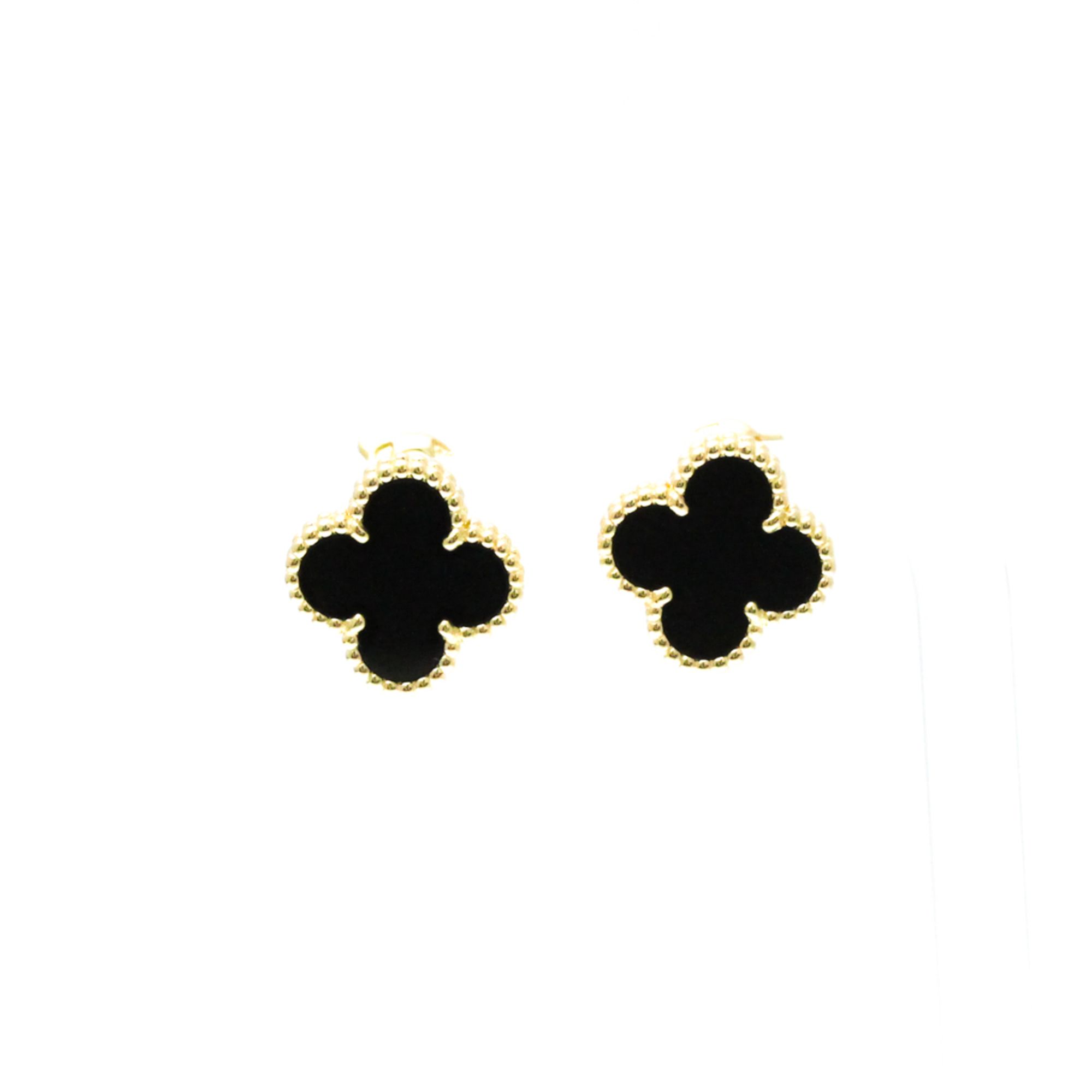 Van Cleef & Arpels Vintage Alhambra Earrings Onyx Yellow Gold (18K) Stud Earrings Gold